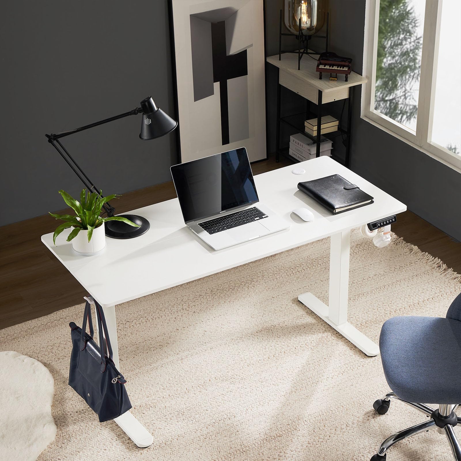 Sweetcrispy Electric Adjustable Height Standing Desk - 40 x 24 inch Sit Stand Workstation with Splice Board, Ergonomic Home Office Desk with 2 Hooks & Cable Management | Perfect for Remote Work, Gaming & Study Setup