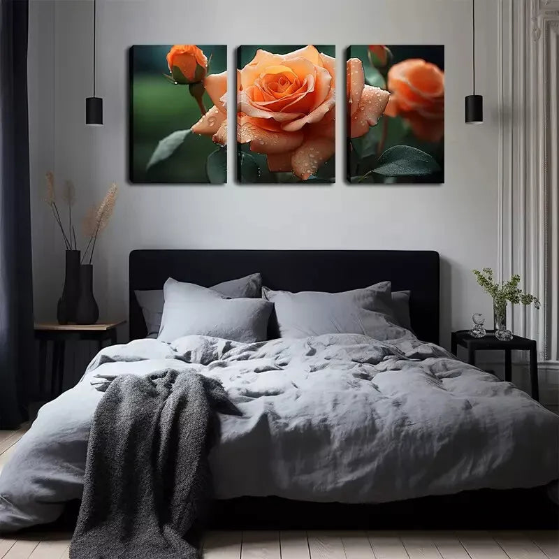 3-Piece Elegant Roses Wall Art Set - Framed Canvas 40x60cm - High Quality Print - 100% Australian Made - Ready to Hang - Perfect for Living Room, Bedroom & Office Decor