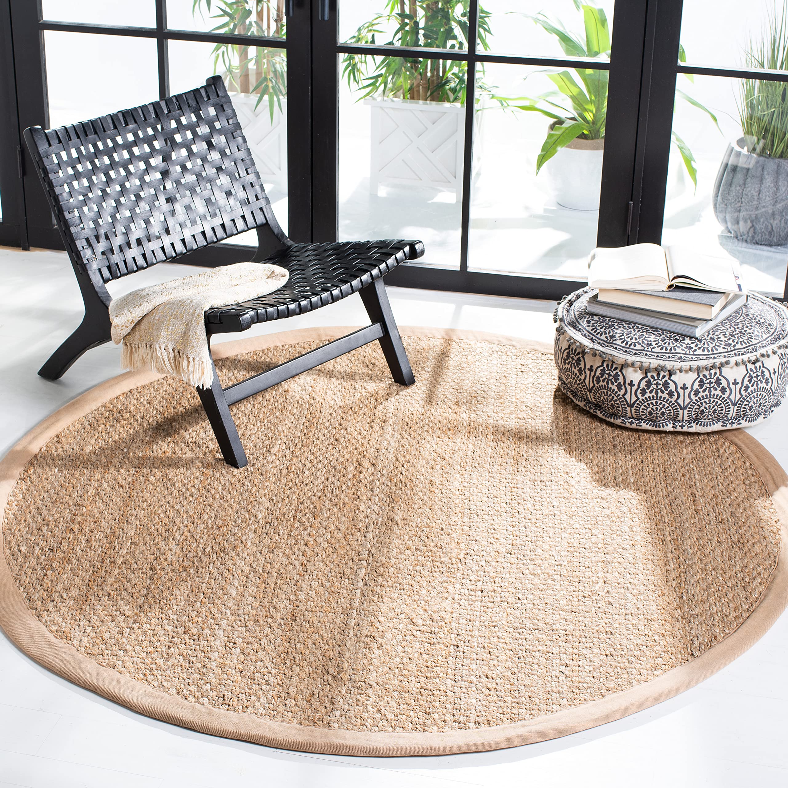 SAFAVIEH Handmade Premium Jute Area Rug 6' Round - Natural Fiber Farmhouse Collection NF267A | Perfect for Living Room, Bedroom & Boho Home Decor