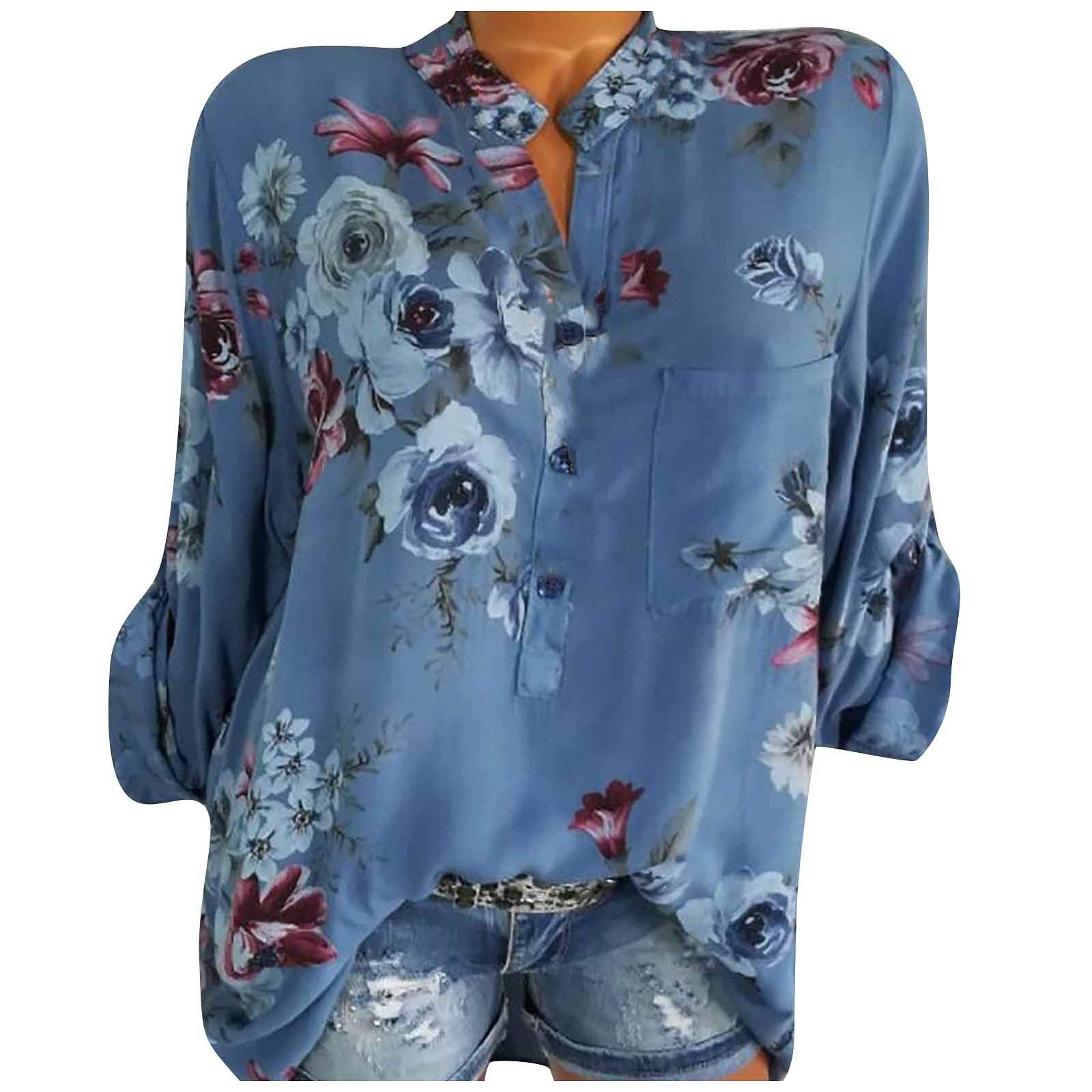 Vintage Floral Print Women's Summer Blouse - Casual Work & Outing Tops