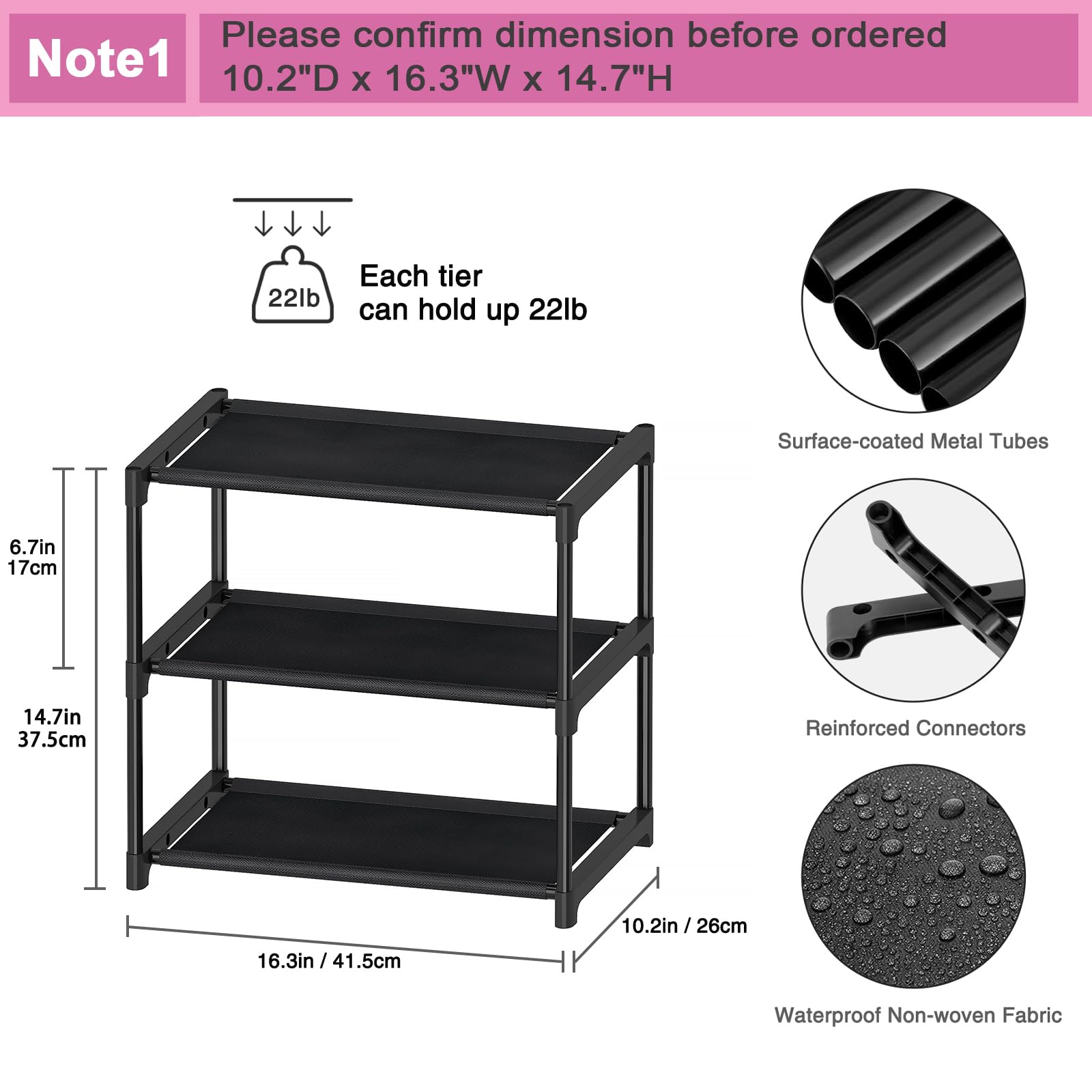 3-Tier Stackable Shoe Rack Organizer - Space-Saving Shoe Storage Shelf for Kids, Toddlers & Adults - Perfect for Closet, Entryway, Bedroom & Dorm Organization (White, Narrow Design) - Keep Your Shoes Neat in Small Spaces