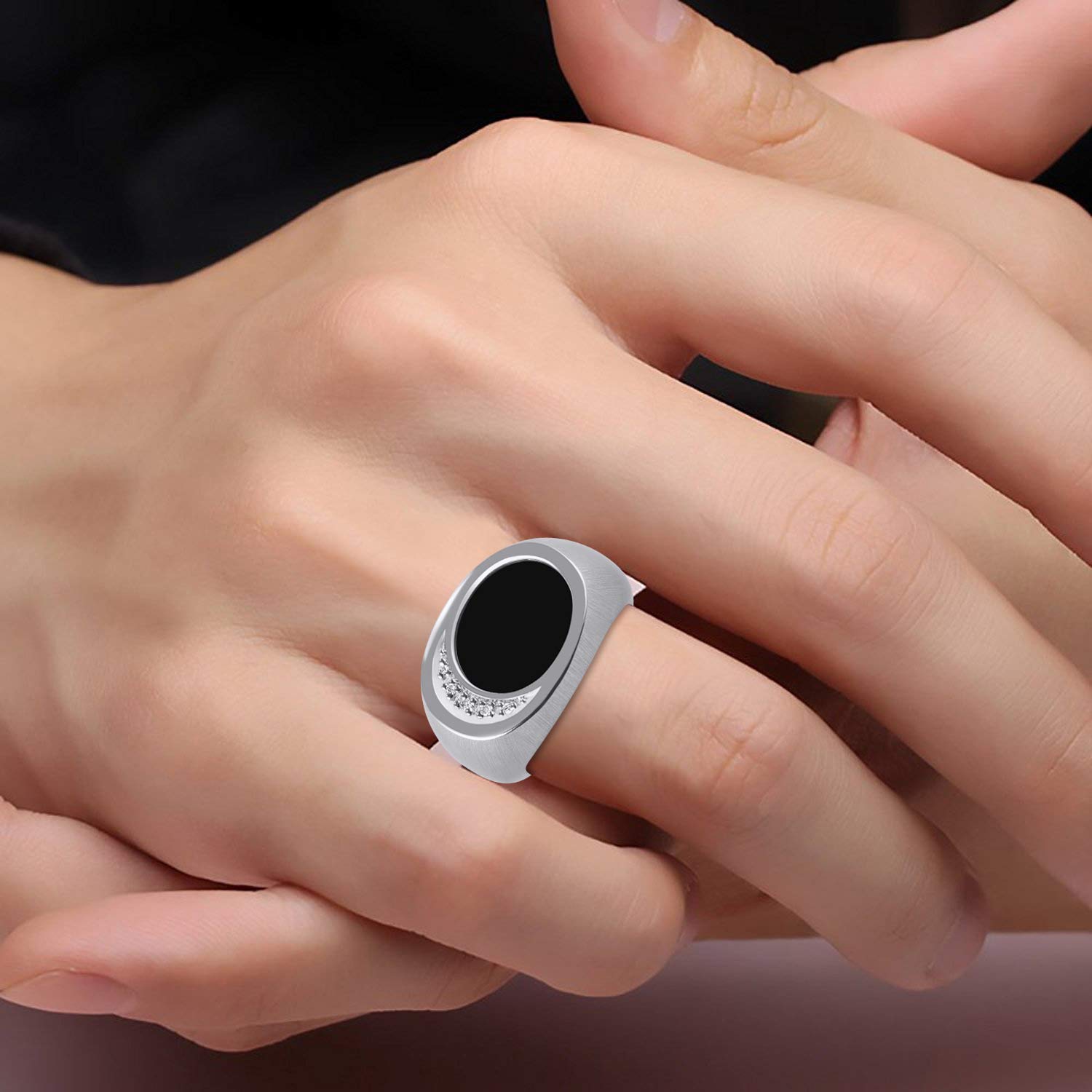 Stylish Sterling Silver Men's Rings with Genuine Black Onyx, Lapis Lazuli, Tiger Eye or Mosaic Opal & Diamonds - Sizes 8-13 | Perfect for Weddings, Gifts & Everyday Wear | Premium Mens Jewelry Collection