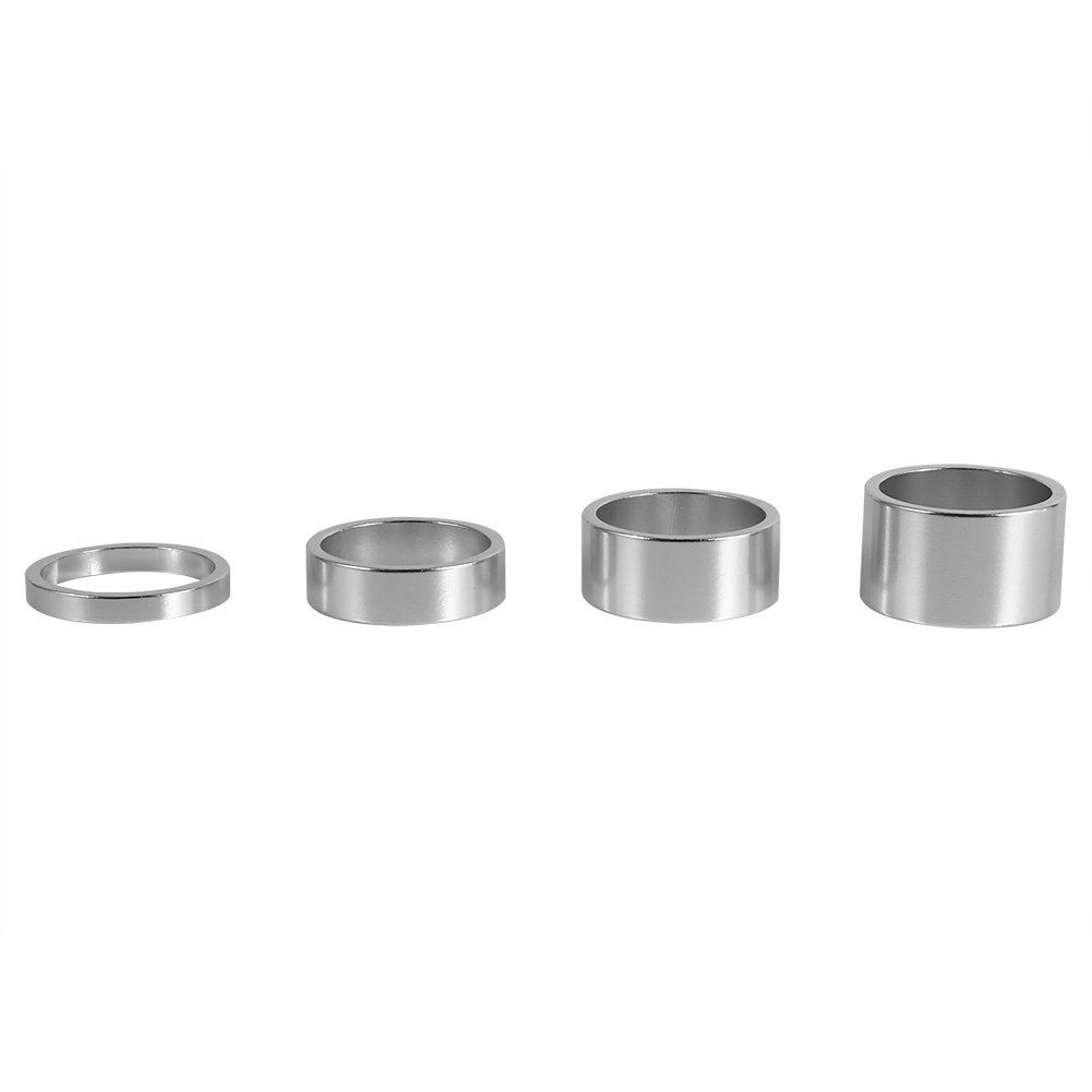 Premium Aluminum Alloy Headset Spacers 4-Piece Set (5mm/10mm/15mm/20mm) - Compatible with MTB Mountain Bikes & Road Bikes - Stem Fork Washers for Perfect Handlebar Height Adjustment - Ideal for Trail Riding, Commuting & Cycling Adventures