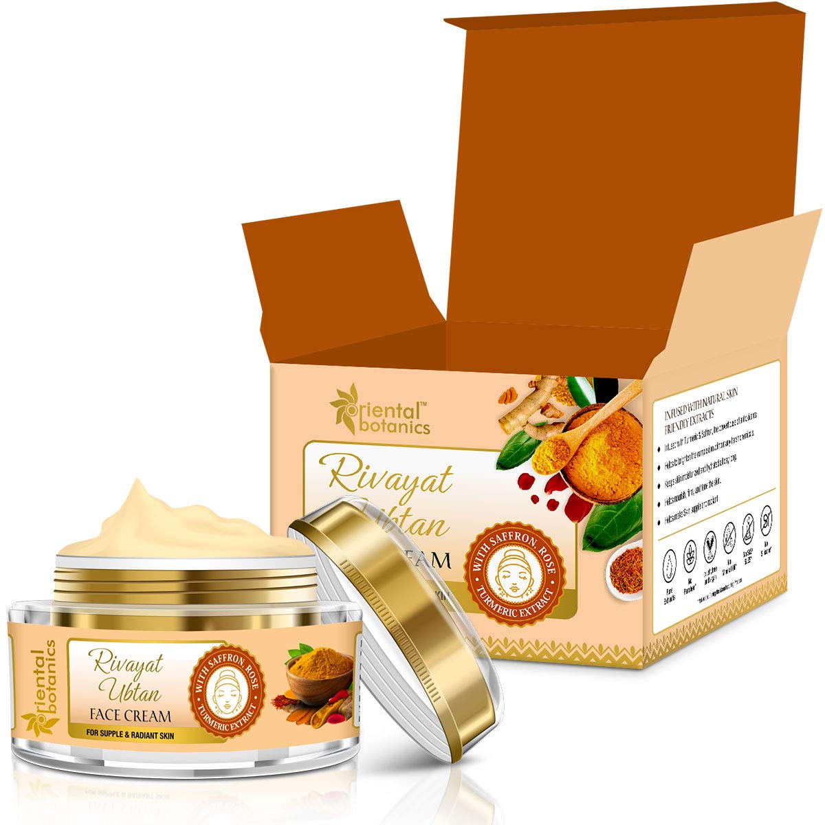 Oriental Botanics Rivayat Ubtan Face Cream 50g - Natural Glow & Nourishment with Traditional Ubtan Ingredients | Paraben & Sulfate Free | Cruelty-Free Vegan Skincare | Perfect for Daily Moisturizing & Brightening Routine