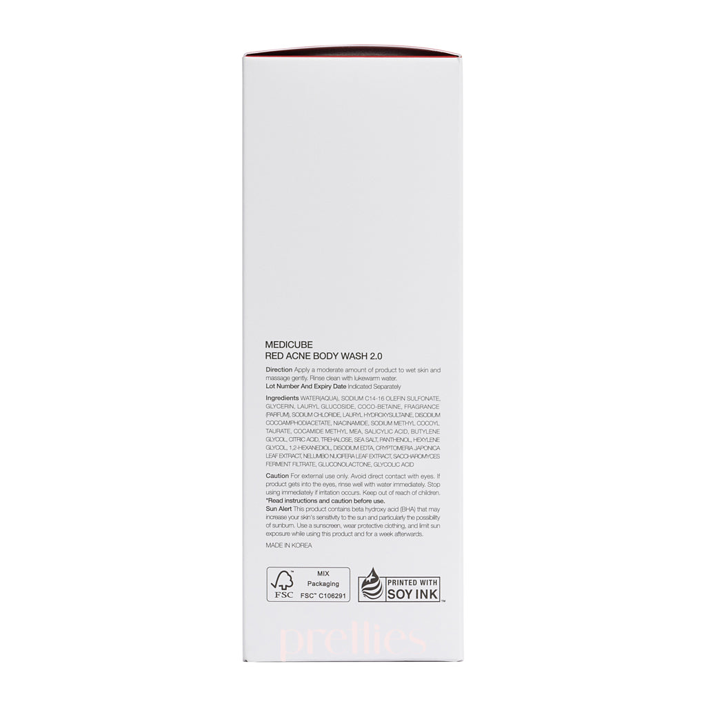 Medicube Red Acne Body Wash 400g - Acne Treatment & Exfoliating Body Cleanser for Back & Chest - Gentle Formula for Sensitive Skin - Perfect for Shower & Daily Skincare Routine