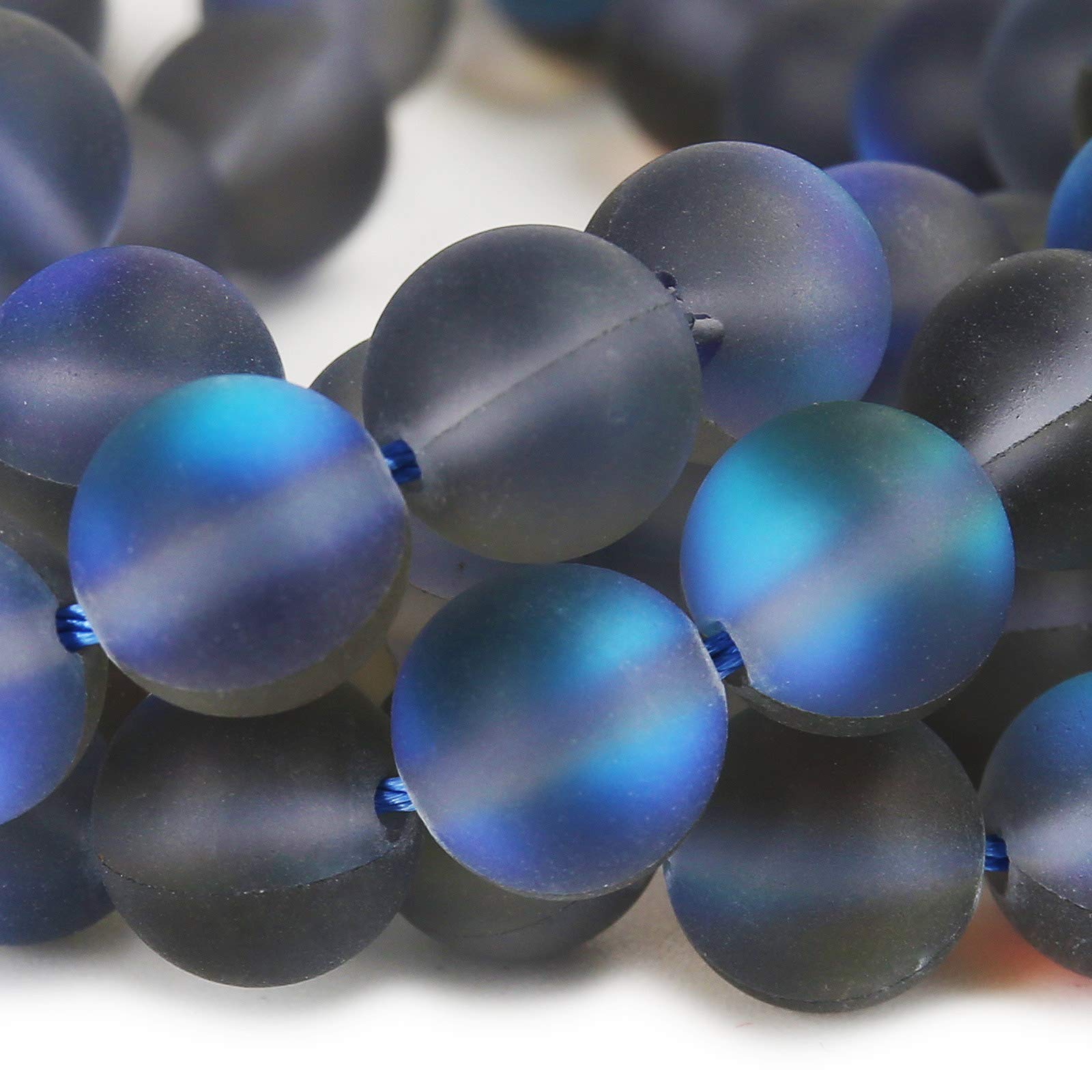 10mm Matte Gray Aurora Crystal Glass Beads - Frosted Glitter Shining Mermaid Round Loose Beads for Jewelry Making, DIY Bracelets & Necklaces | Rainbow Holographic Synthetic Moonstone | Perfect for Handmade Crafts, Gift Making & Boho Style Accessories