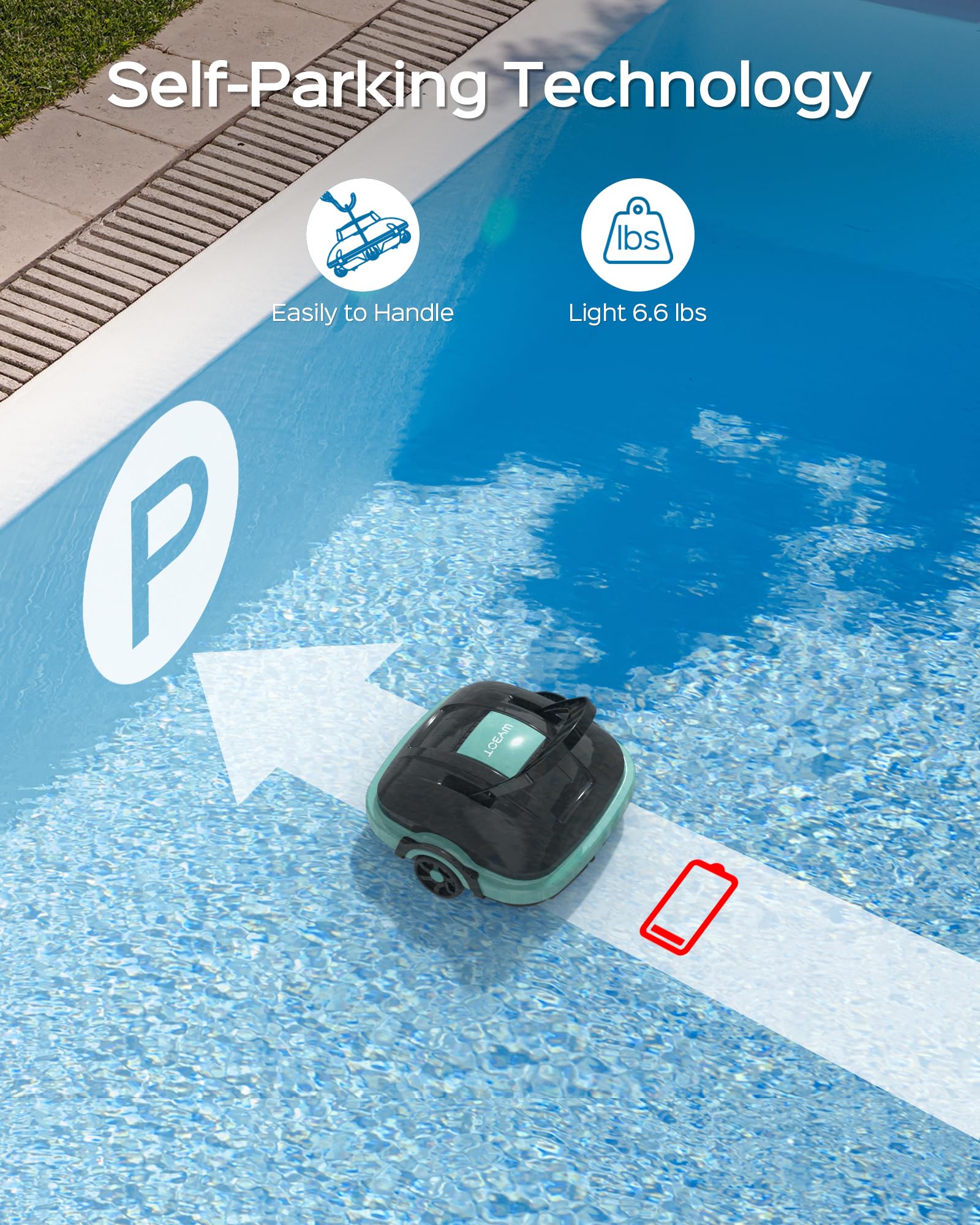 WYBOT Cordless Robotic Pool Cleaner - Automatic Pool Vacuum with Powerful Suction & Dual-Motor - Ideal for Above Ground & In-Ground Flat Pools (Blue & Black) - Perfect for Backyard, Residential & Commercial Swimming Pool Maintenance