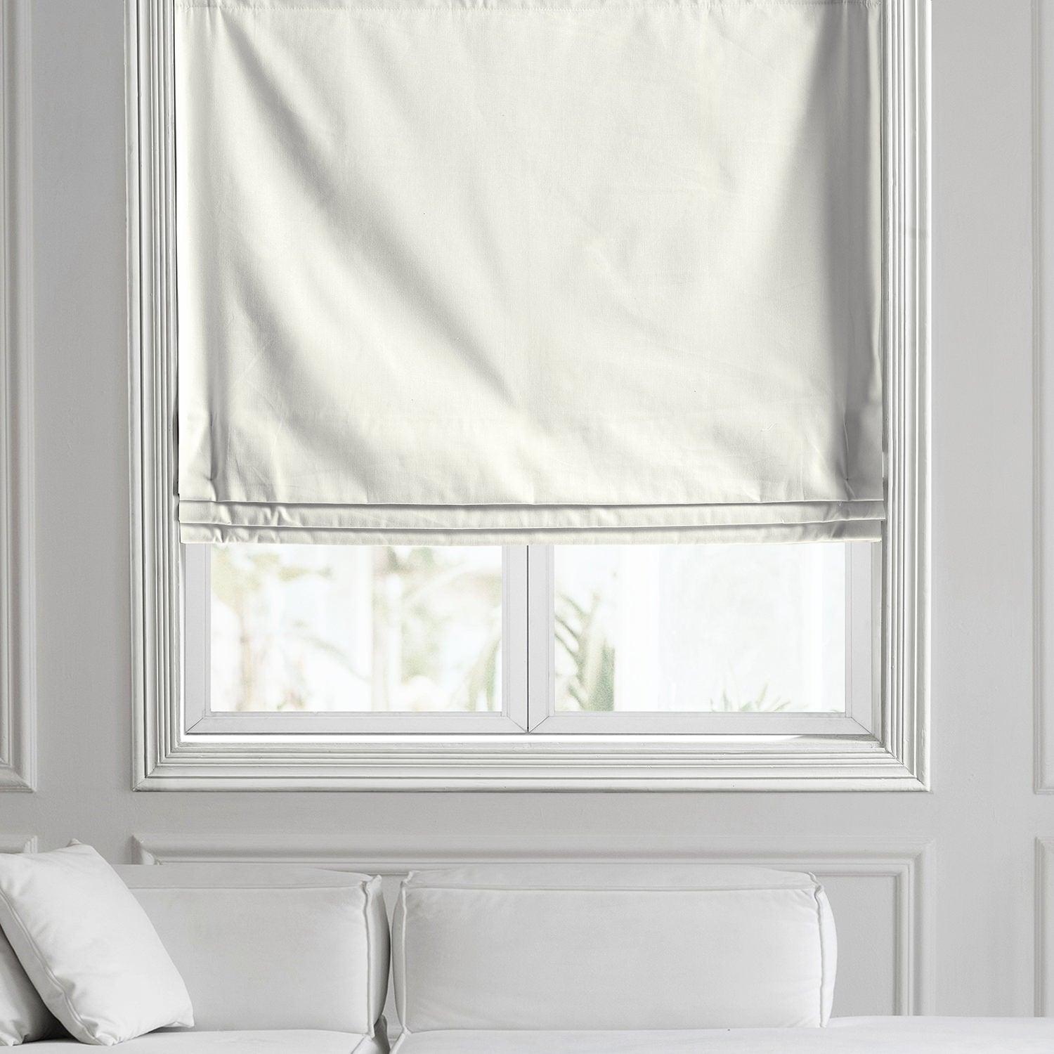 Fresh Popcorn Solid Cotton Roman Shade - Blackout Window Treatment for Living Room & Bedroom - Light Filtering & Privacy Home Decor