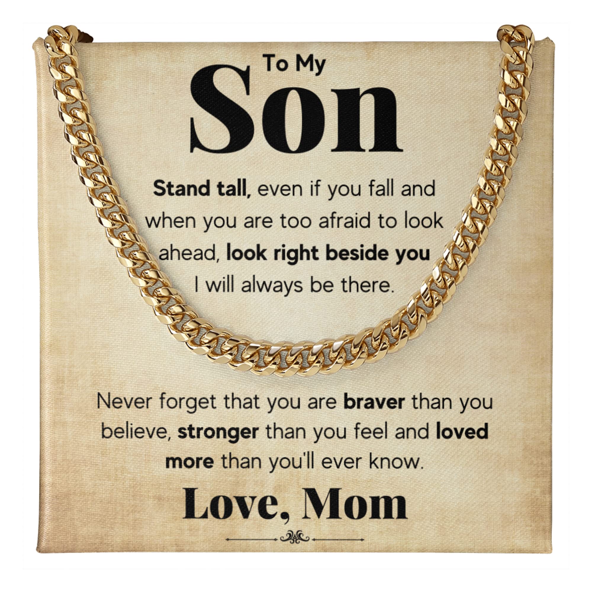 Mom to Son Necklace Gift - Cuban Link Chain for Birthday, Graduation & Christmas