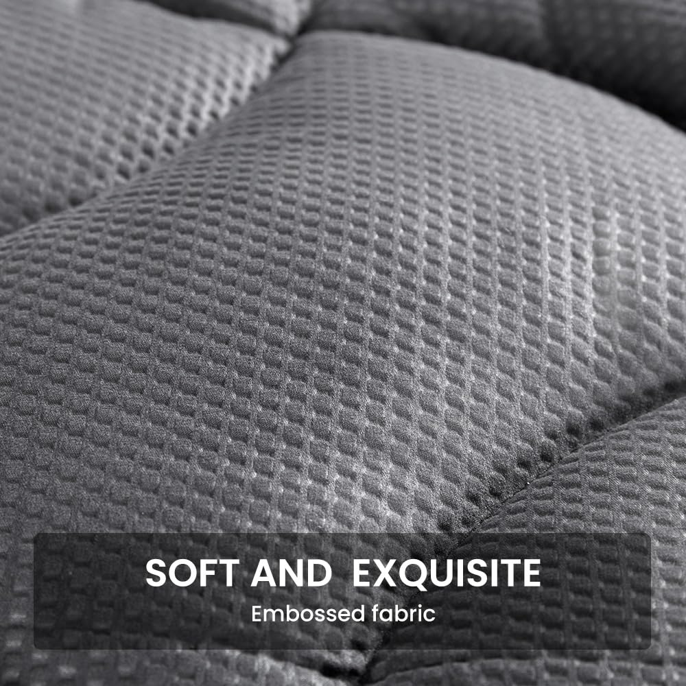 Cooling King Mattress Topper for Hot Sleepers - Premium Zoned Support, Breathable & Washable Mattress Protector with Deep Pocket (Grey) - Perfect for Summer Nights & Temperature Regulation
