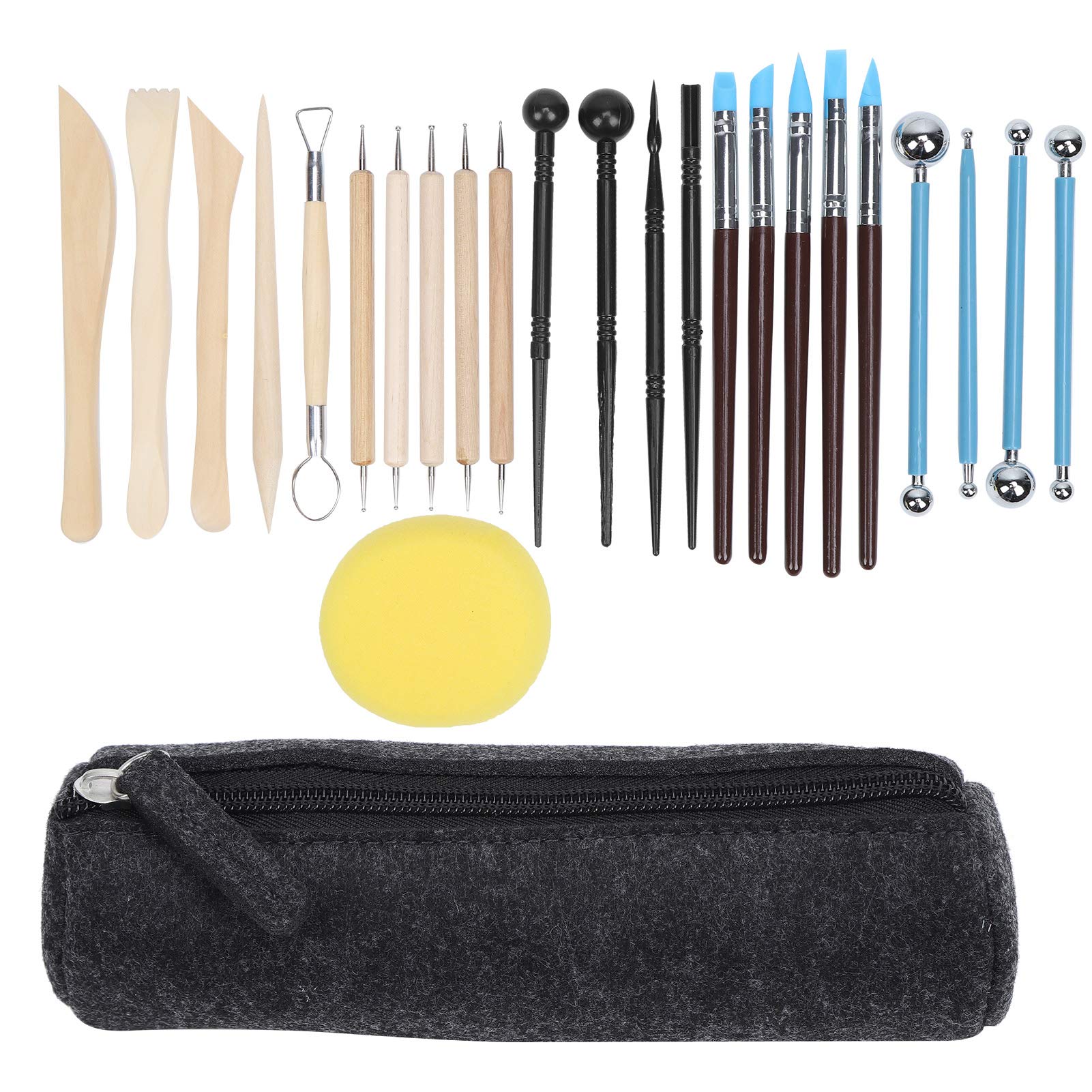 25-Piece Ceramic Clay Tools Kit - Pottery Sculpting & Carving Set with Dotting Pens, Creasing Rods & Storage Bag for Handicraft Art, DIY Projects & Professional Pottery Making