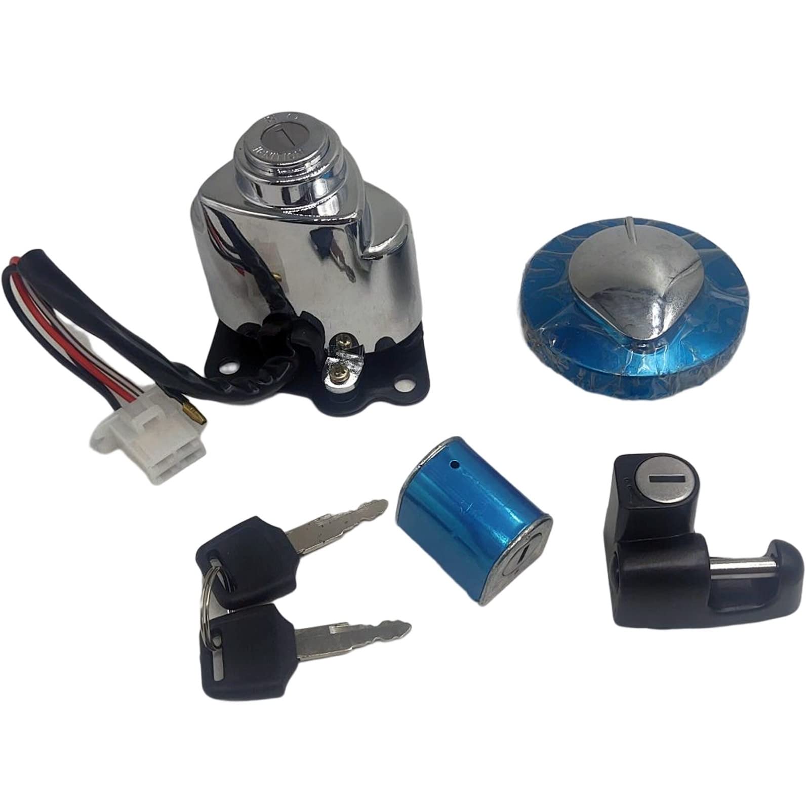 Ignition Switch Fuel Gas Tank Cap Cover Helmet Steering Lock Key Set Compatible for Honda Shadow VLX 600 VT400 Steed VLX 400 - Motorcycle Security & Replacement Parts for Riding & Maintenance