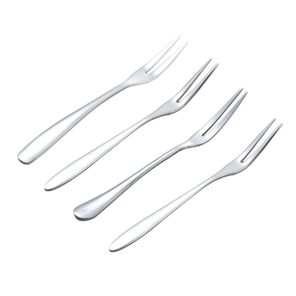 5-Pack Stainless Steel Cake Forks - Reusable Fruit Forks & Party Picks for Desserts, Lunchboxes, Picnics & Tea Parties (Durable & Elegant)