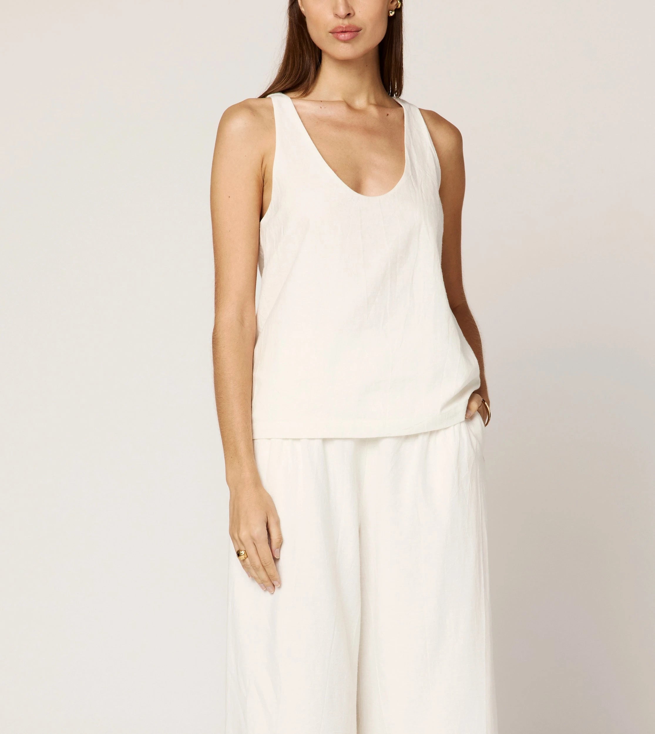 Ambesia Ivory Tank Top for Women - Soft Breathable Casual Shirt - Perfect for Summer, Beach, and Everyday Wear