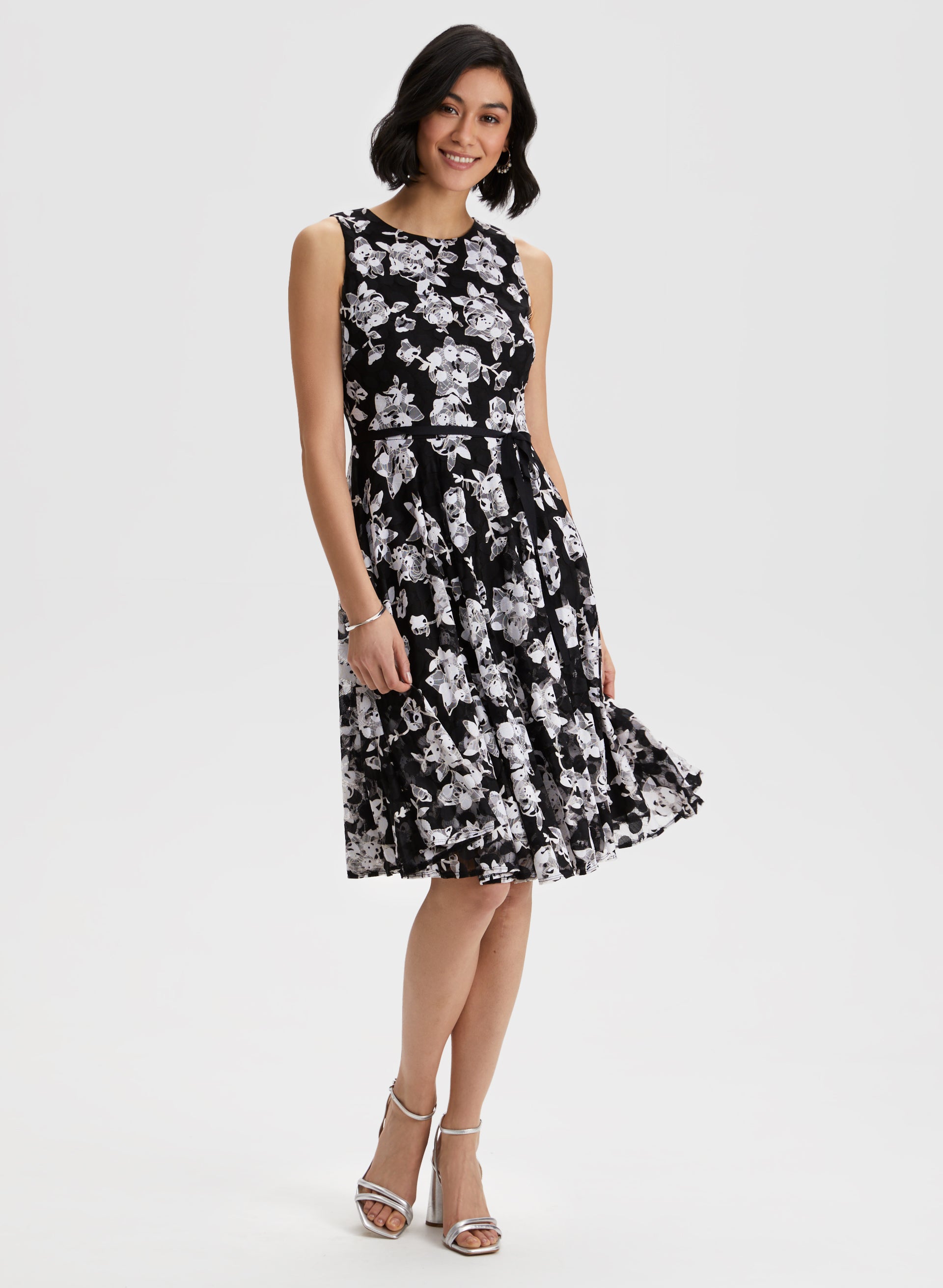Elegant Floral Print Ribbon Belt Dress for Women | Summer Casual & Party Wear | Perfect for Weddings, Dates & Office Outfits