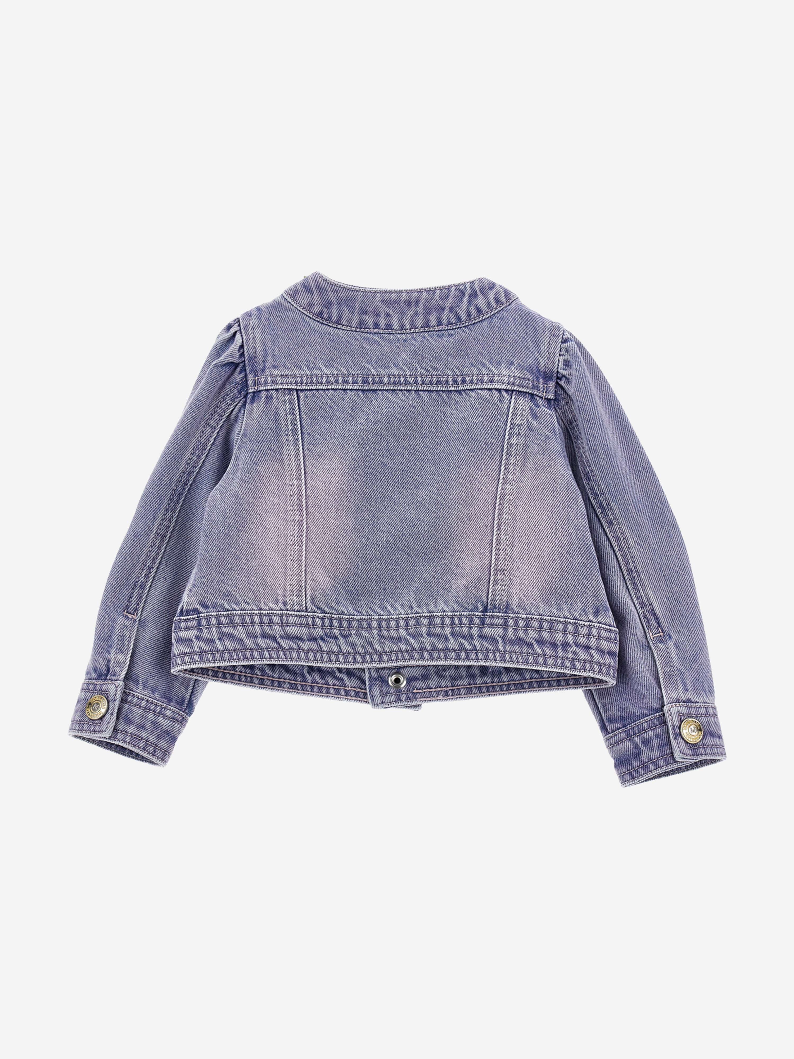 Blue Rose Fleece Denim Jacket for Baby Girls - Soft & Stylish Outerwear for Playdates, Family Outings & Photo Shoots