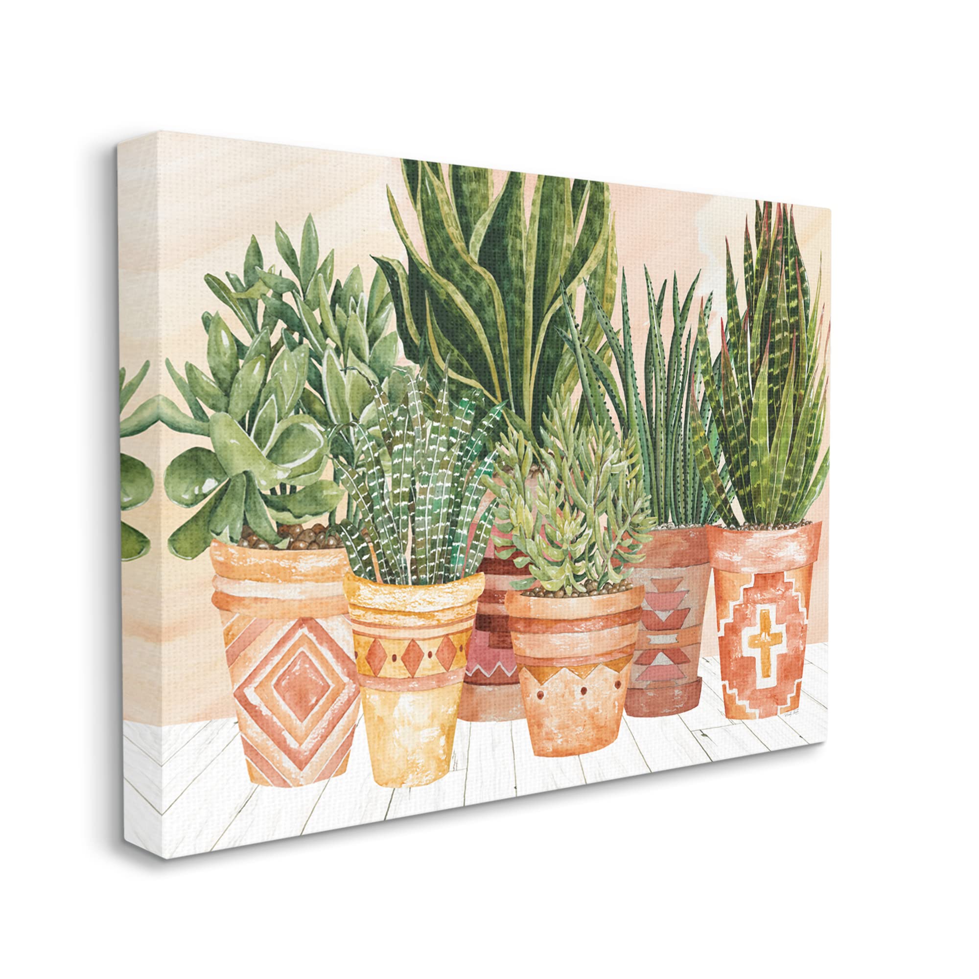 Stupell Industries Boho Indoor Plant Scene Canvas Wall Art - Green 40x30 Inches - Perfect for Living Room, Bedroom & Boho Home Decor
