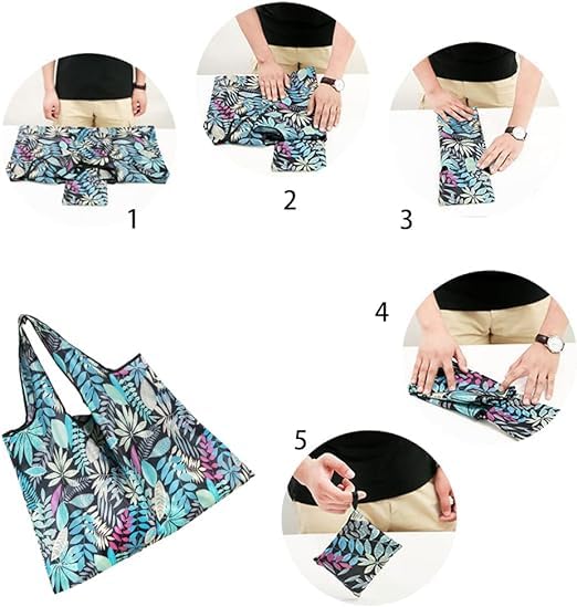 Stylish MOMISY Reusable Foldable Shopping Tote Bag - Heavy Duty Eco-Friendly Grocery & Travel Handbag - Compact Lightweight Design for Everyday Use, Shopping Trips & Beach Outings