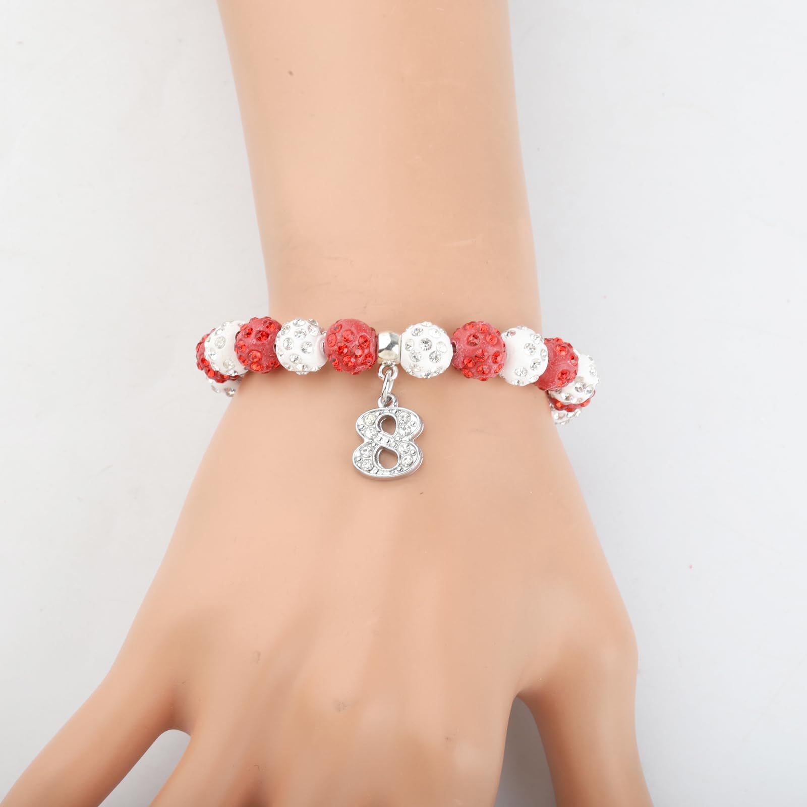 POTIY Sorority Graduation Gift - Red Beaded Bracelet with Rhinestone Numbers | Perfect for Women's College Graduation, Sisterhood Events & Greek Life Accessories