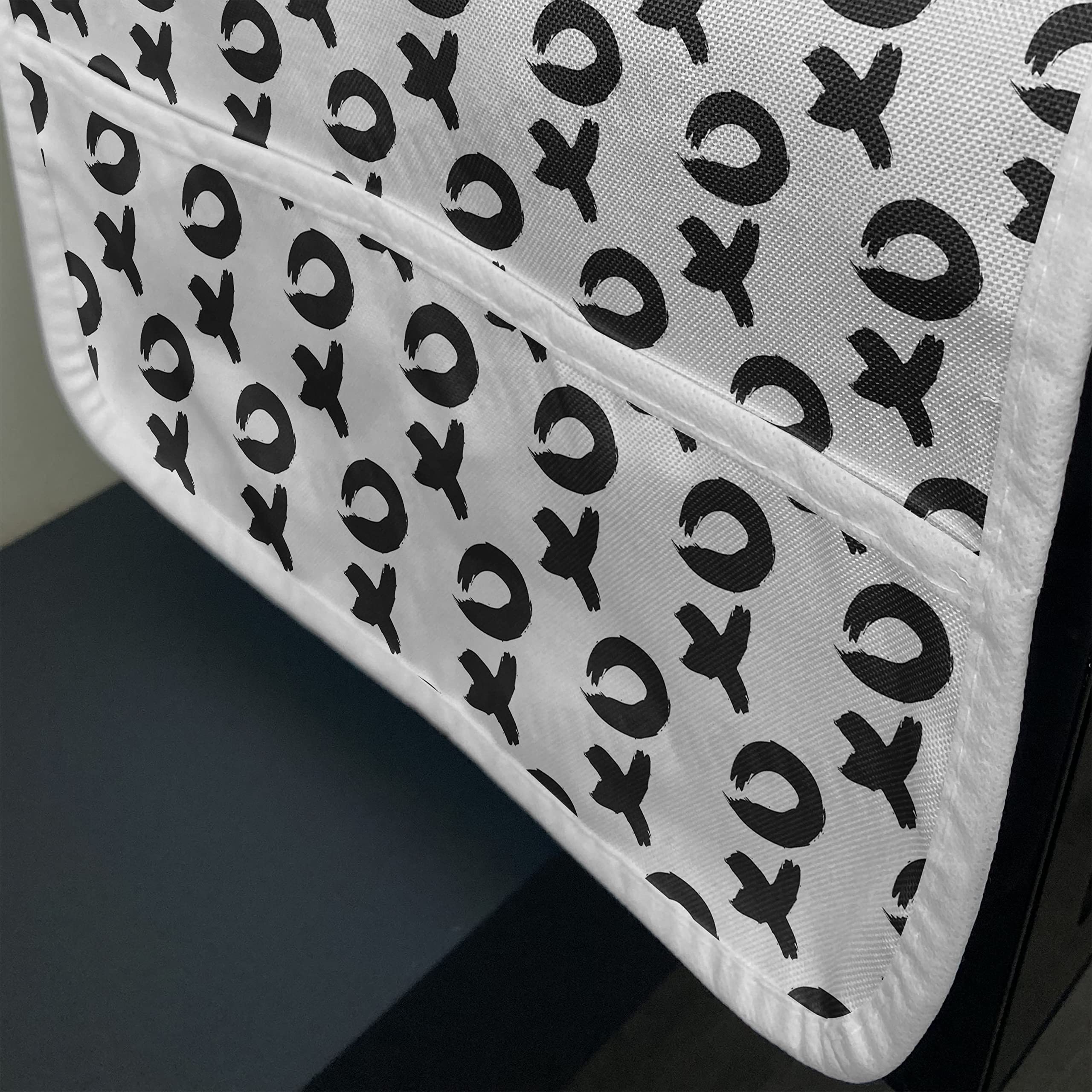 Ambesonne Xo Microwave Oven Cover - Monochrome Hand Drawn Hugs and Kisses Design, Waterproof Kitchen Organizer with Pockets, 36