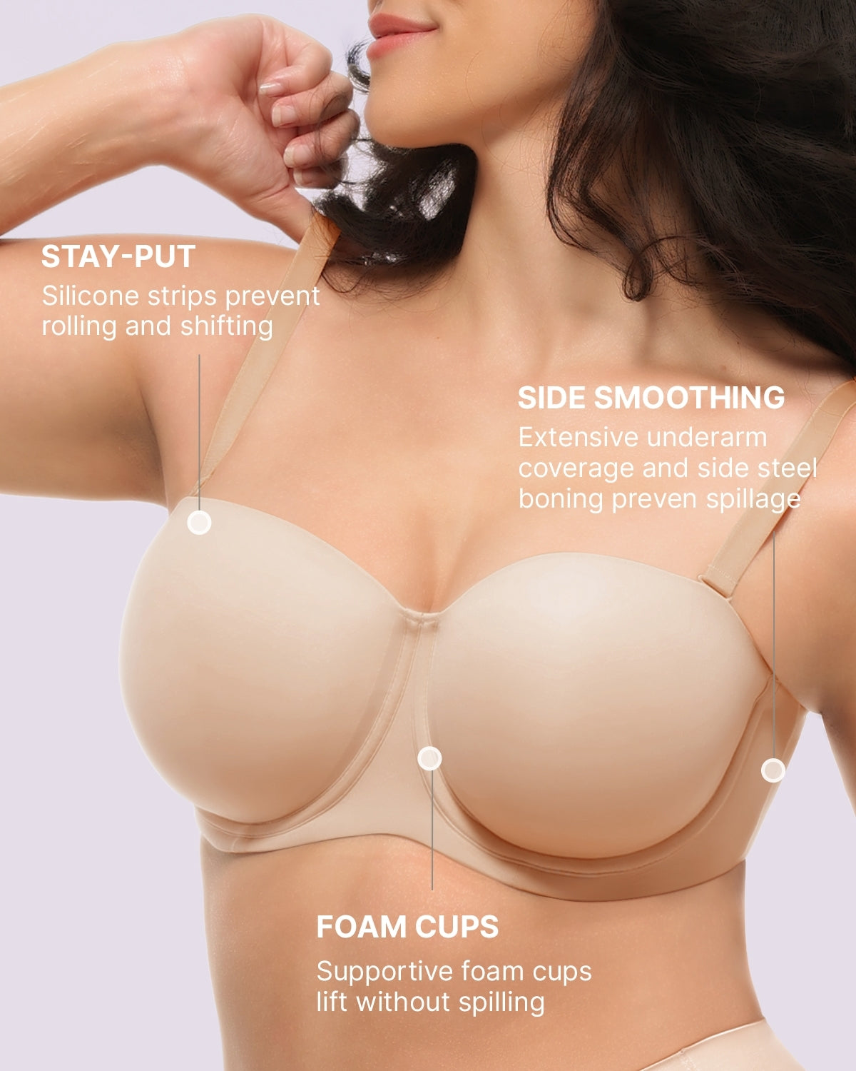 Best Convertible Strapless Push Up Bra for Women - Seamless Comfort, Lift & Support - Perfect for Wedding, Evening Dresses & Everyday Wear