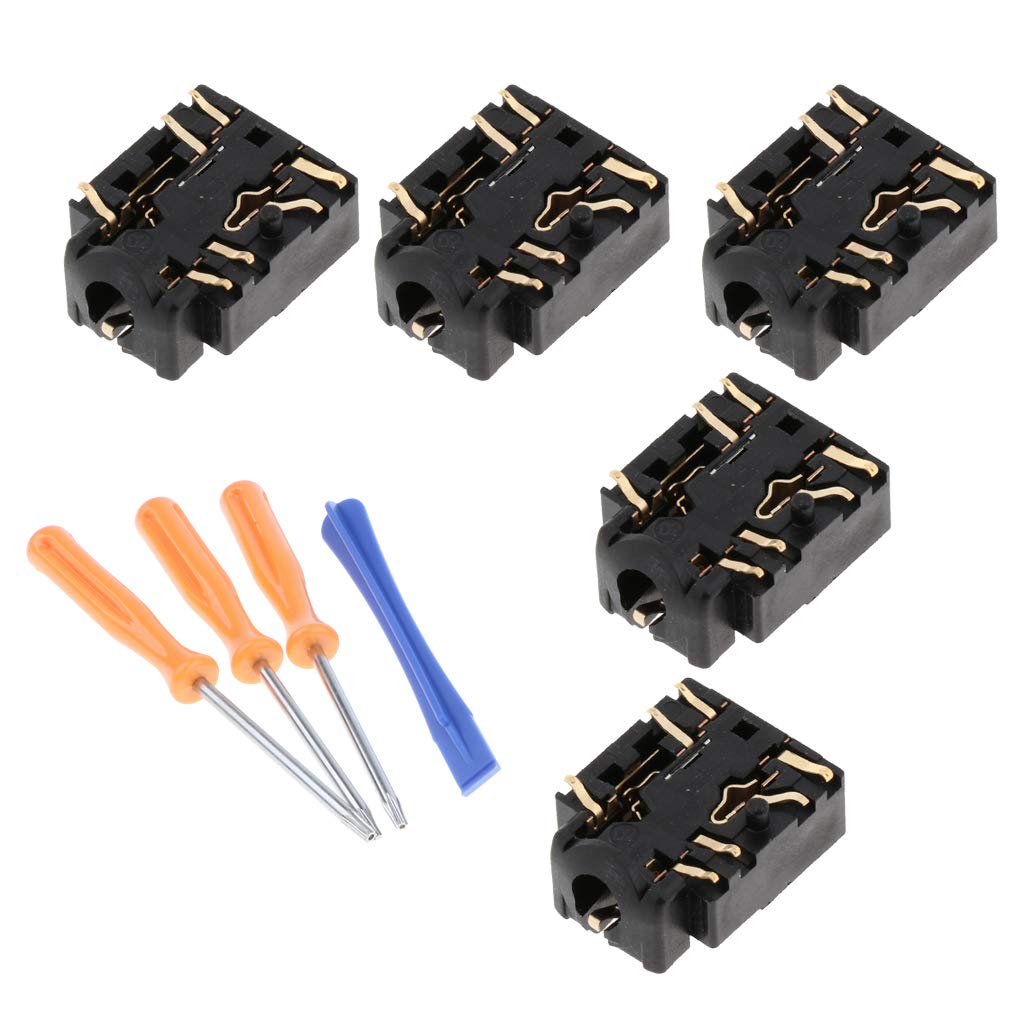 5-Pack 3.5mm Headphone Jack Socket Connector + T6/T8/T10 Screwdriver Set for Xbox One S/Slim Controller Repair - Perfect for DIY Controller Fixes & Headphone Port Replacements