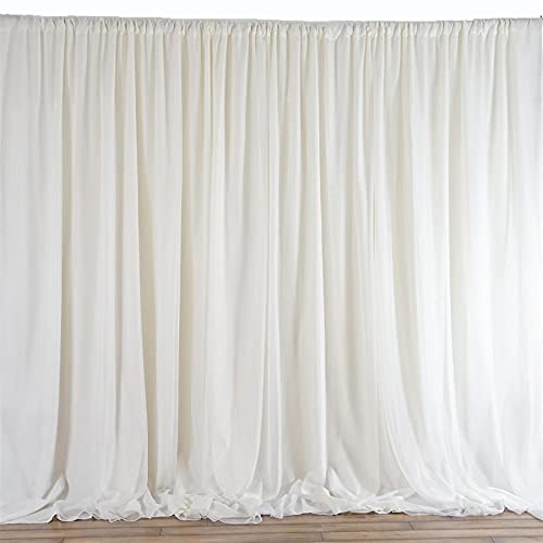 20 ft x 10 ft Ivory Chiffon Fabric Backdrop Curtain - Photography Background, Party Decor, Wedding & Event Supplies - Perfect for Photo Shoots, Birthday Parties, Bridal Showers & Stage Decorations