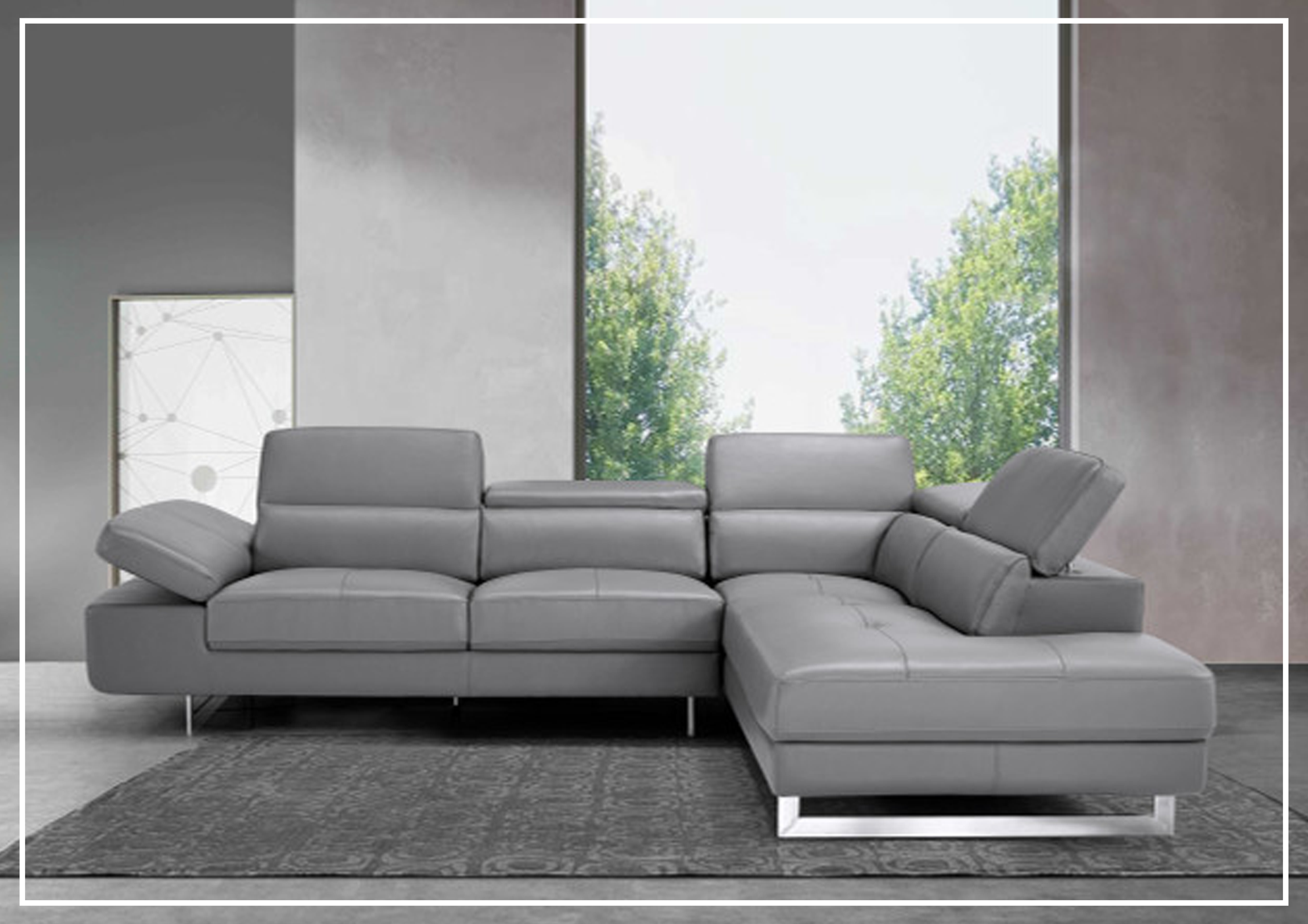 Gio Italia Cavour Mansion L-Shaped Italian Leather Sectional Sofa - Luxurious Modern Living Room Furniture for Home Theater & Family Gatherings