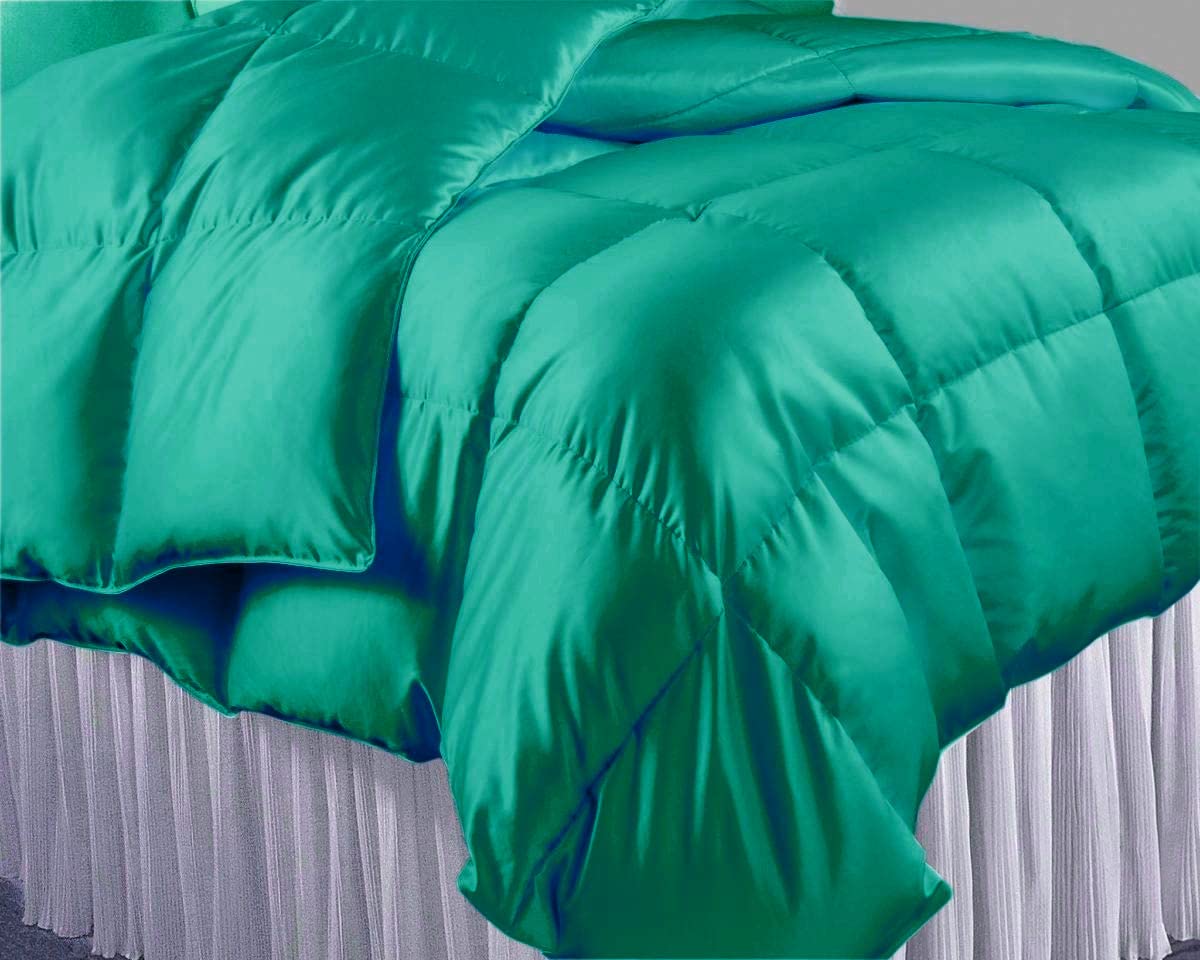 Premium 500 GSM Satin Teal Green King Comforter Set - 3 Piece (Comforter + 2 Pillowcases) for Luxurious Bedroom Decor | Soft & Cozy Bedding for King Size Beds | Perfect for Master Bedrooms, Guest Rooms & Hotel Style Comfort
