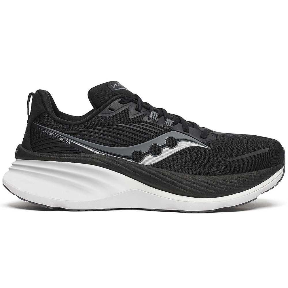 Men's Saucony Hurricane 24 Running Shoes - Black/Carbon - Size 8 D Medium - Lightweight Cushioned Sneakers for Men - Perfect for Jogging, Gym Workouts & Daily Wear