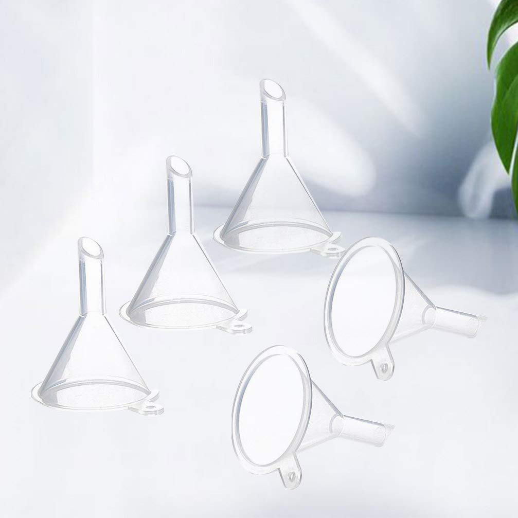 Uonlytech 5-Piece Mini Funnel Set - Small Kitchen Funnels for Water Bottles, Powder, Spices & Liquids | Perfect for Home, Travel & DIY Projects | Compact White Household Funnel Kit