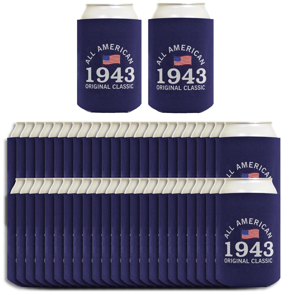1943 All American Vintage 48-Pack Can Coolers - Perfect Birthday Gifts for 80-Year-Olds | Patriotic Drink Coolers for Parties, BBQs & Outdoor Events