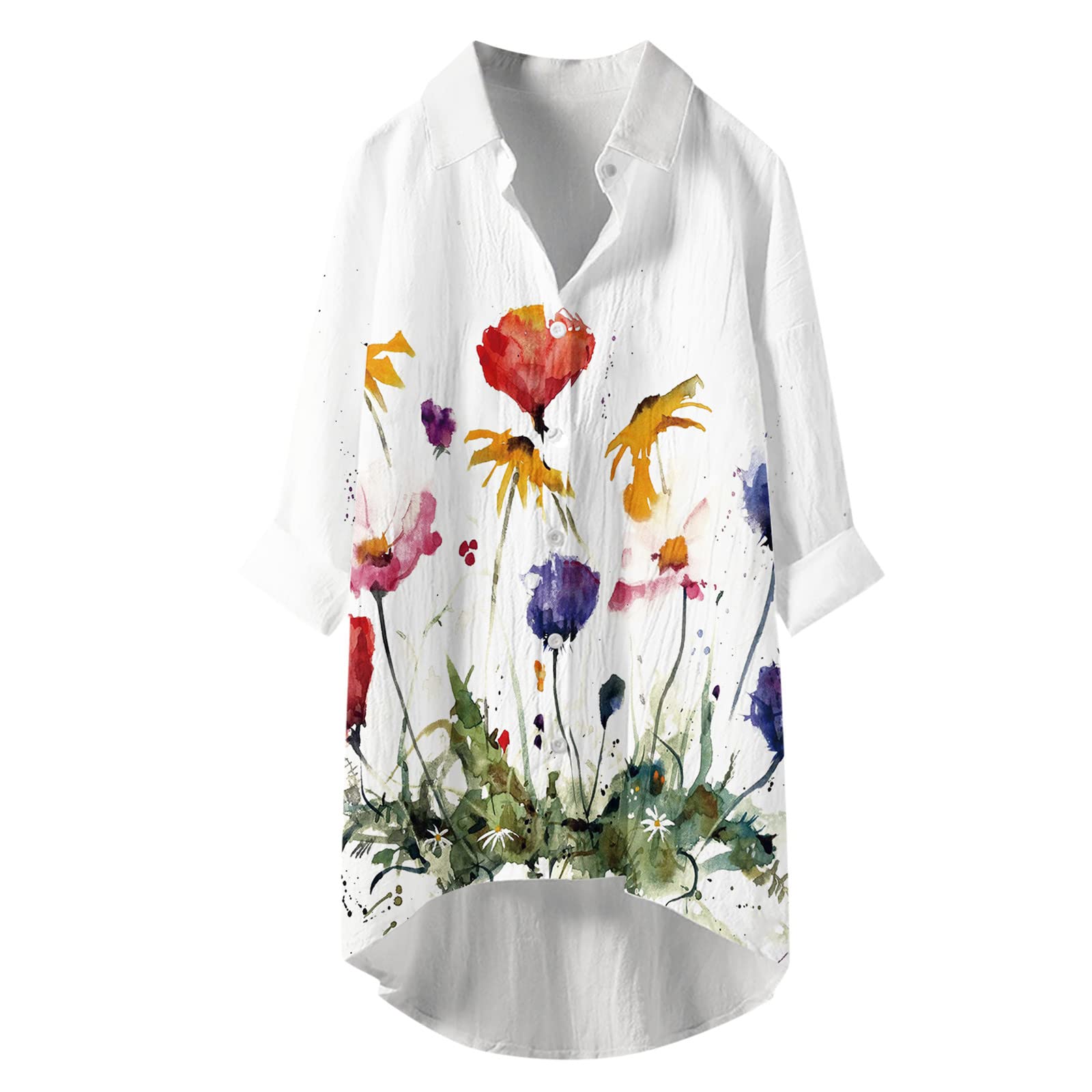 Women's Summer V-Neck Long Sleeve Tunic Top - Casual & Dressy Fashion Tee Shirt for Work, Date Night & Everyday Wear