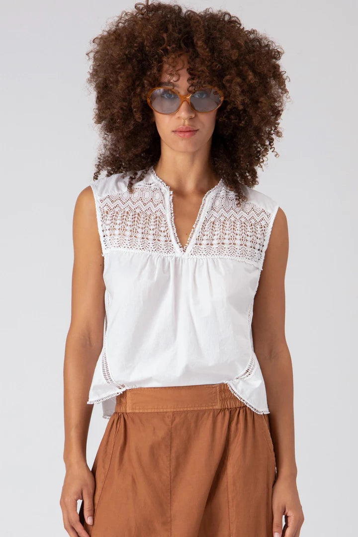 Alexandria Sleeveless Top for Women - White Summer Blouse | Casual Wear, Beach Outfit, Party Dress