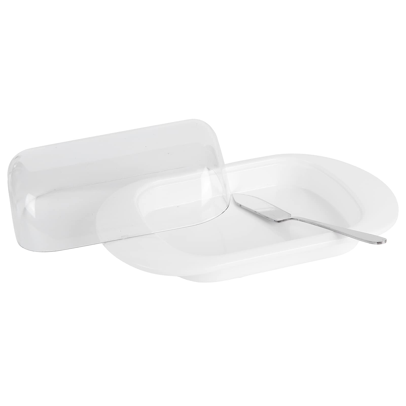 Portable Plastic Butter Dish with Lid - Refrigerator & Countertop Storage Container - White Butter Keeper for Freshness - Perfect for Kitchen, Dining, and Picnic Use