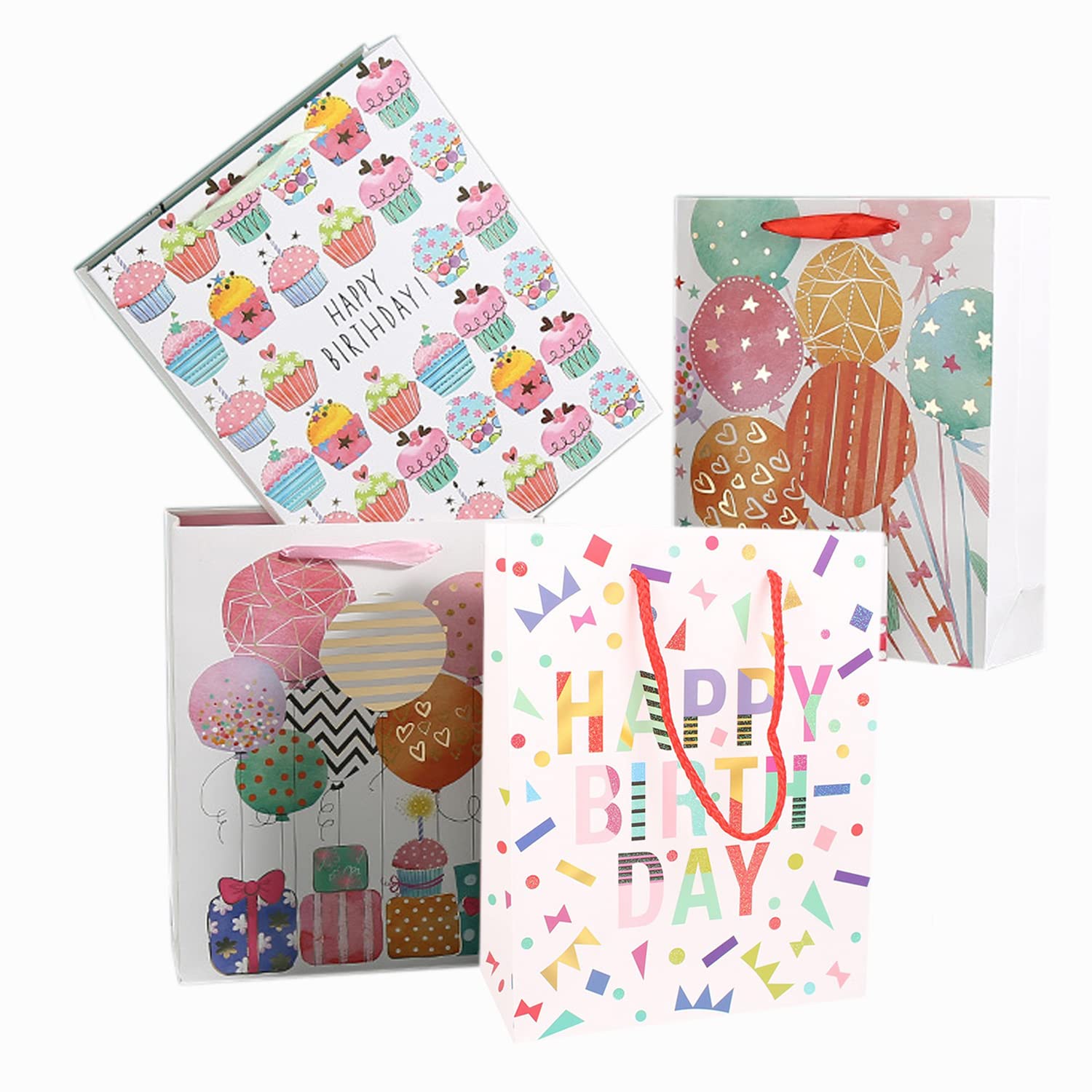 4PCS Premium Party Favor Bags for Kids Birthday & Baby Shower - 9.05 x 2.8 x 3.15 Inch Gift Bags for Candy Treats & Goodies - Perfect for Birthday Parties, Baby Showers & Special Events