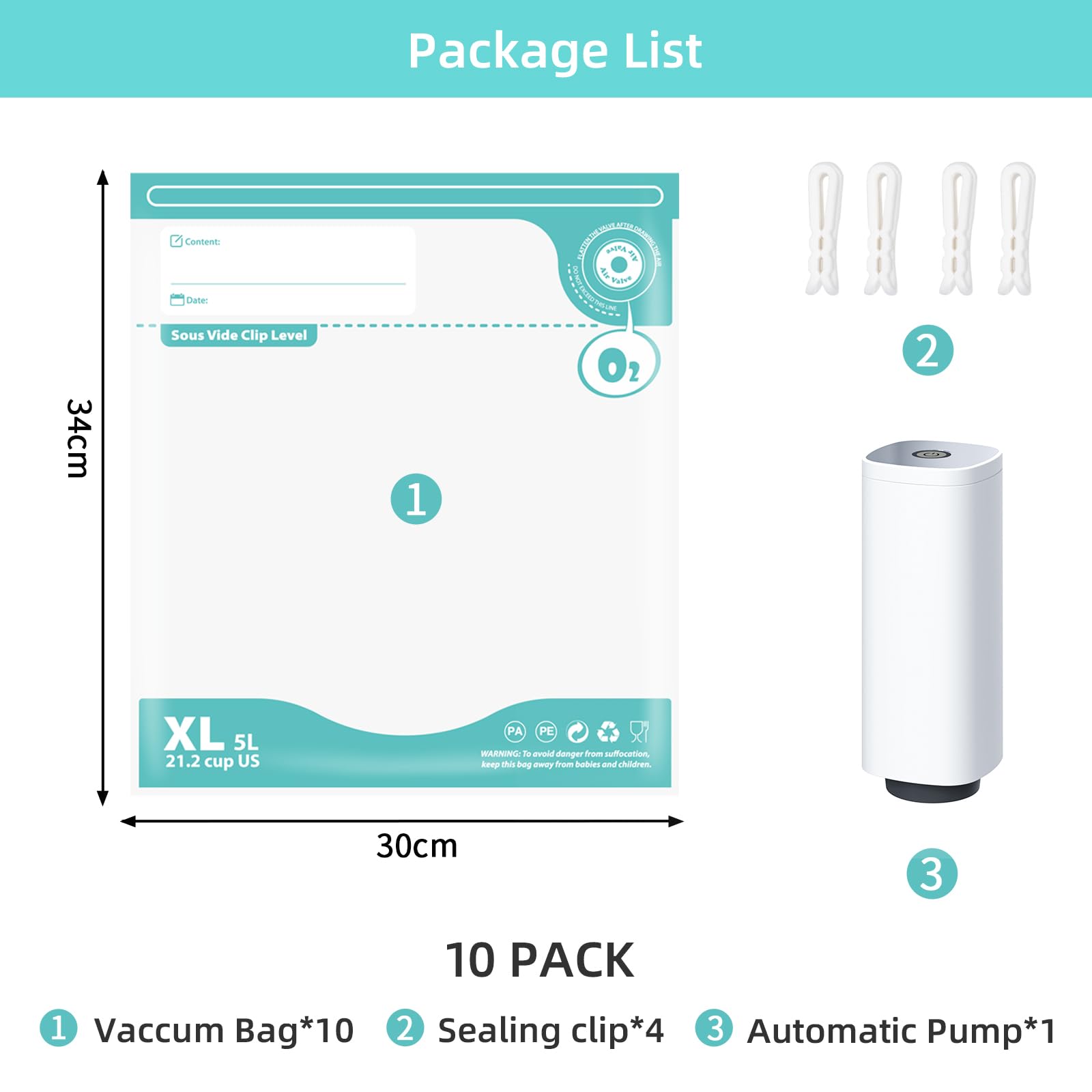 Premium 3D Printer Filament Storage Bags Vacuum Kit - 10 Thickened Vacuum-Sealed Bags with Automatic Pump & 4 Clips (11.8x13.4in) for 1kg Spool - Keep Filament Dry & Fresh - Ideal for PLA, ABS, PETG Filament Storage & Workshop Organization