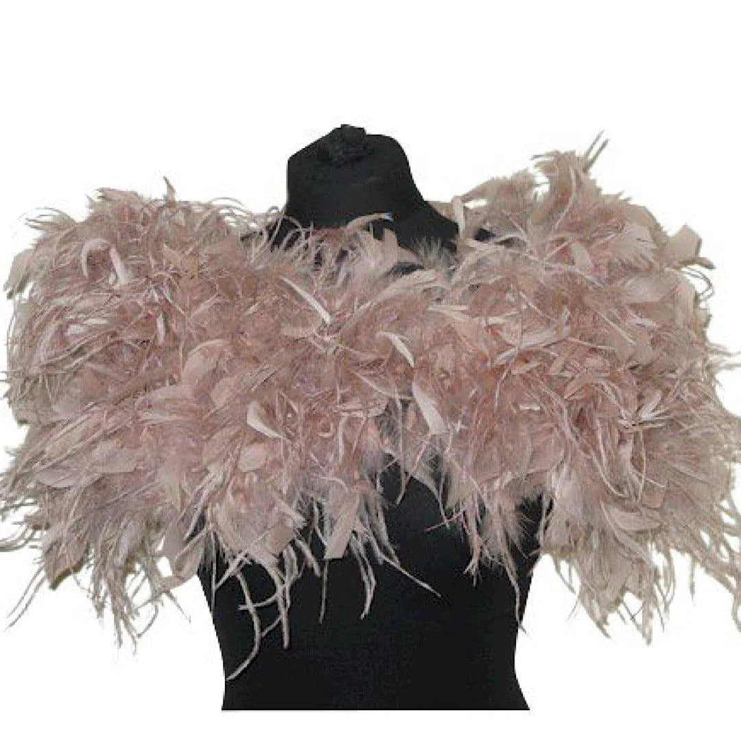 Elegant Blush Pink Feather Bridal Stole Shawl Wrap - Perfect for Weddings, Prom & Evening Events