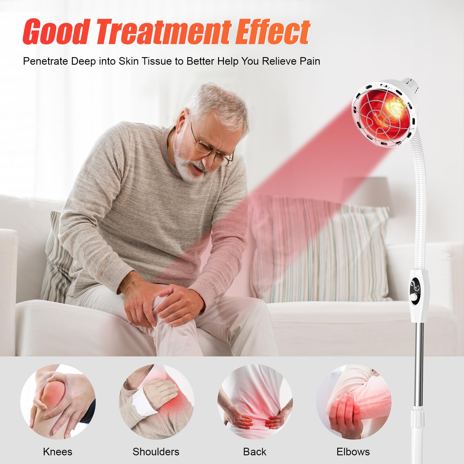 Gdrasuya10 275W Infrared Light Therapy Lamp - Near Red Heat Lamp for Pain Relief, Muscle Recovery & Joint Therapy - Adjustable Floor Stand for Home Use - Perfect for Athletes, Arthritis & Chronic Pain Sufferers