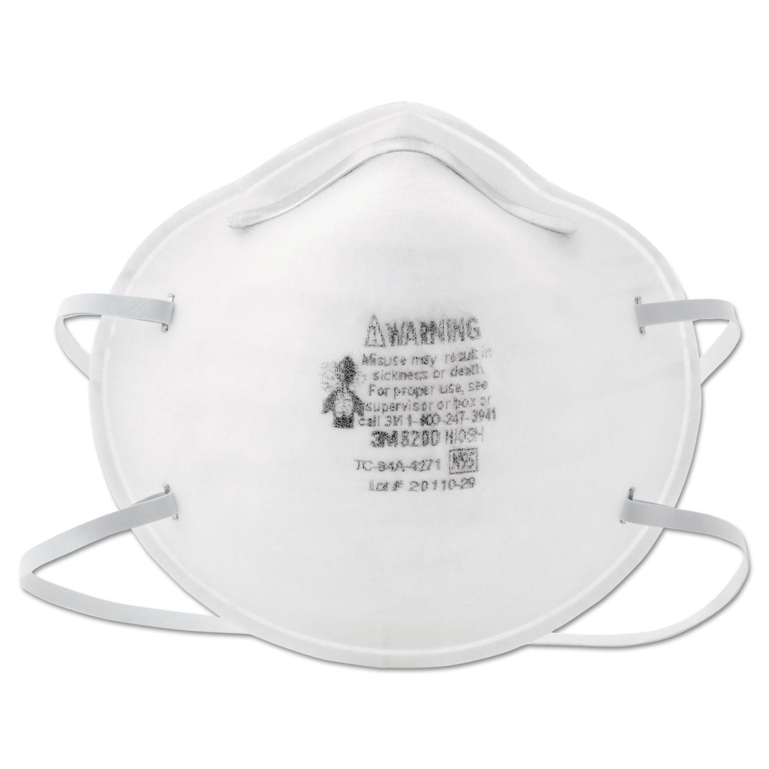 3M™ N95 Particle Respirator 8200 Mask - NIOSH Certified Dust Mask for Construction, Woodworking & DIY Projects - Standard Size (20 Masks per Box) - Protection Against Dust, Pollen & Airborne Particles