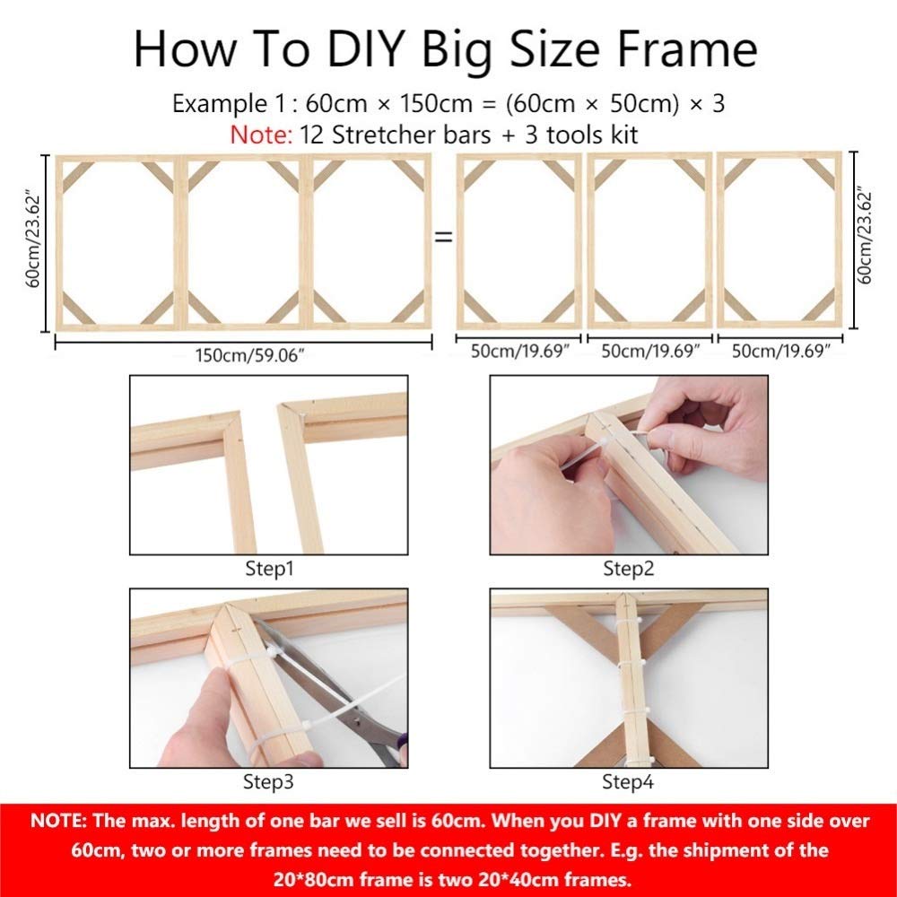 NIMUDU DIY Wooden Photo Frame - 30x50cm Canvas Stretcher Bar for Oil Paintings, Prints & Gallery Art - Perfect for Home Wall Decor & Living Room Display