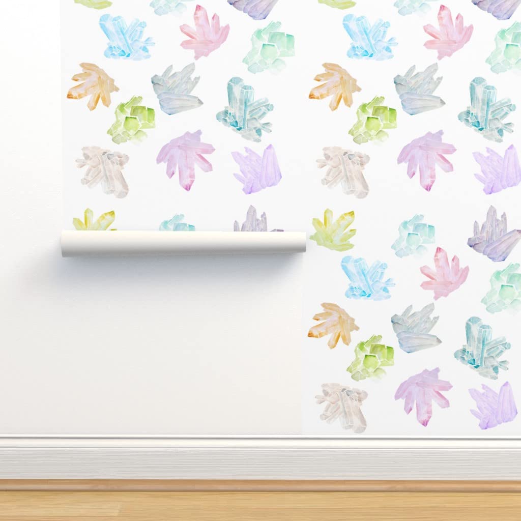 Premium Commercial Grade Wallpaper - 27ft x 2ft Crystal Collection with Geometric Watercolor Design for Living Room, Bedroom & Office Decoration | Traditional Peel & Stick Wallpaper by Spoonflower