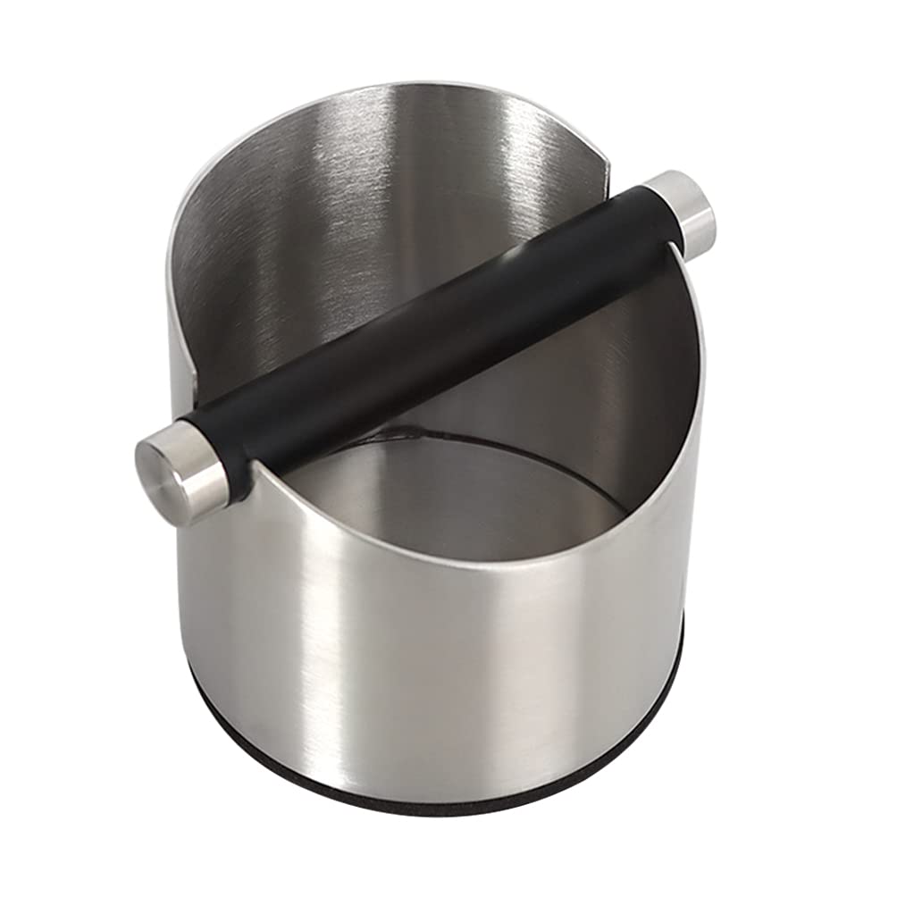 Premium Stainless Steel Espresso Tamper & Knock Box Set - Barista-Grade Coffee Ground Bin with Knock Bar for Espresso Waste - Perfect for Home & Commercial Espresso Machines, Coffee Shops & Cafes