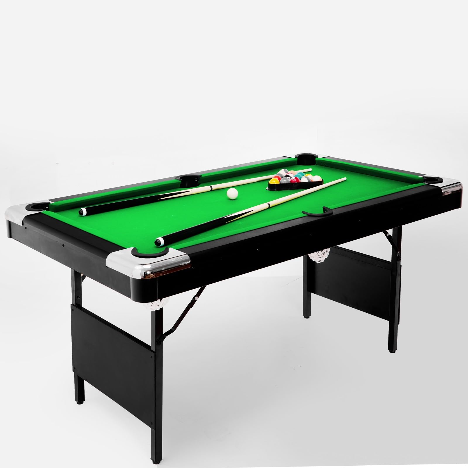7-Ft Folding Pool Table for Home Game Room - Includes 2 Cue Sticks, Chalk & Felt Brush - Perfect for Family Parties, Kids & Adults - Easy Storage Red Billiard Table - Great for Basements, Man Caves & Entertainment Spaces