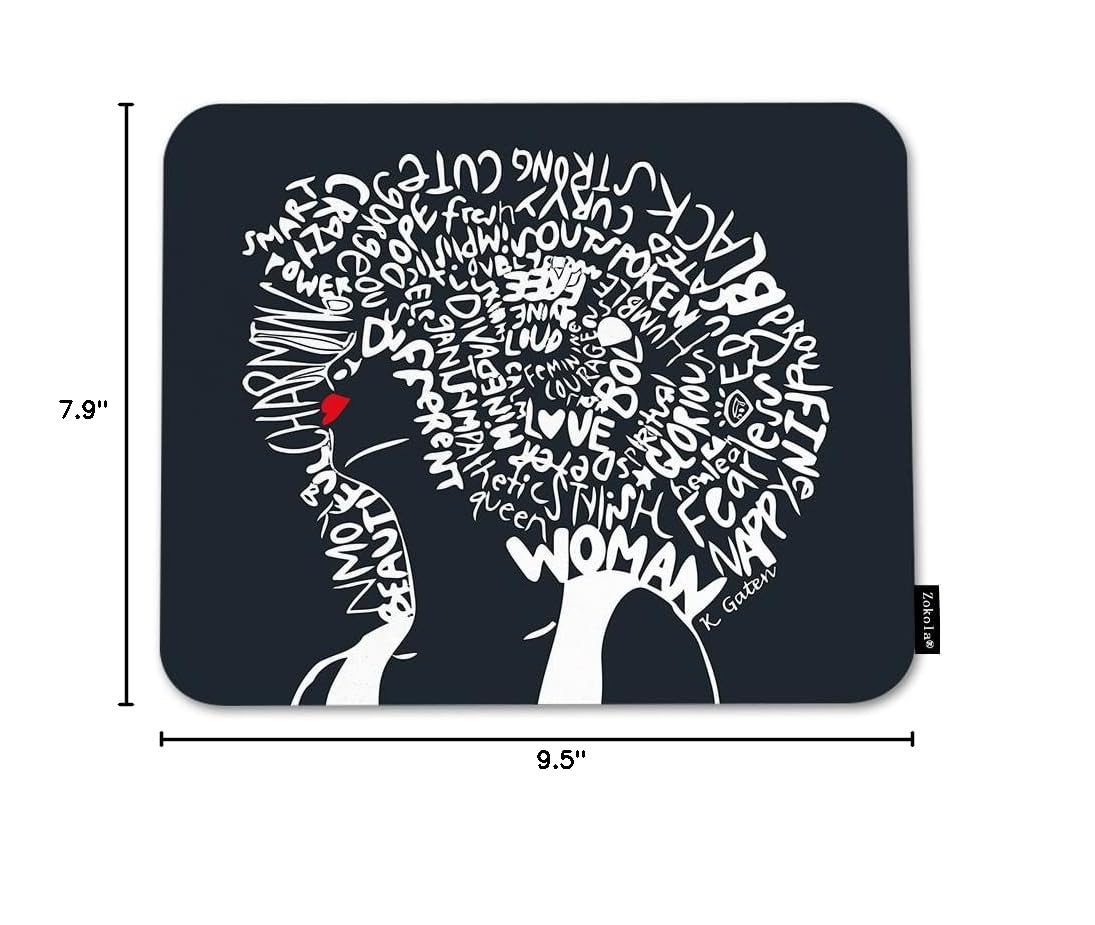 African American Women Mouse Pad - Non-Slip Rubber Base Computer Mouse Mat with Inspirational Quotes (9.5
