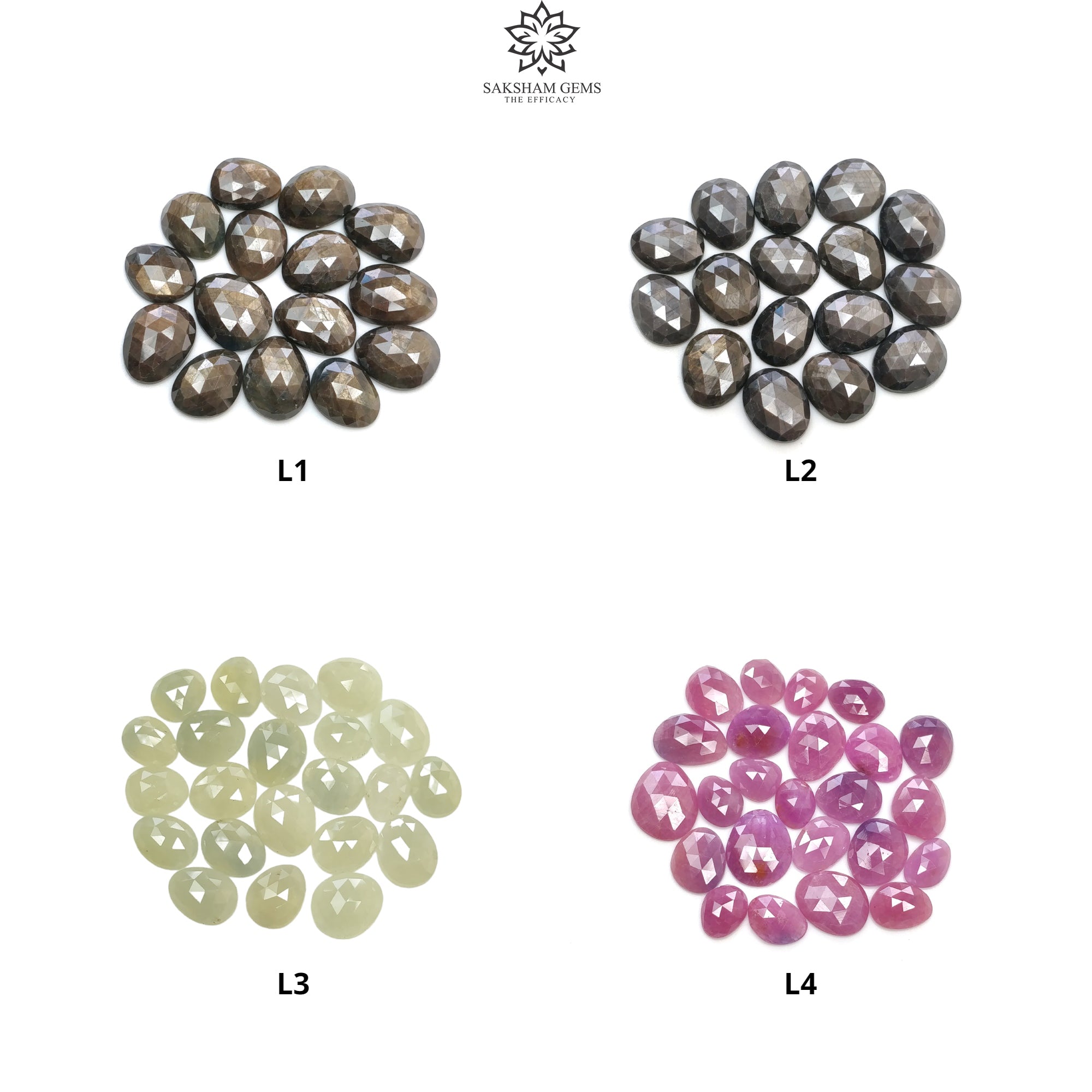 Natural Untreated Unheated Multi-Color Sapphire Gemstone - Chocolate Silver Yellow & Pink Rose Cut Egg Shape for Jewelry Making, Engagement Rings & Unique Gifts