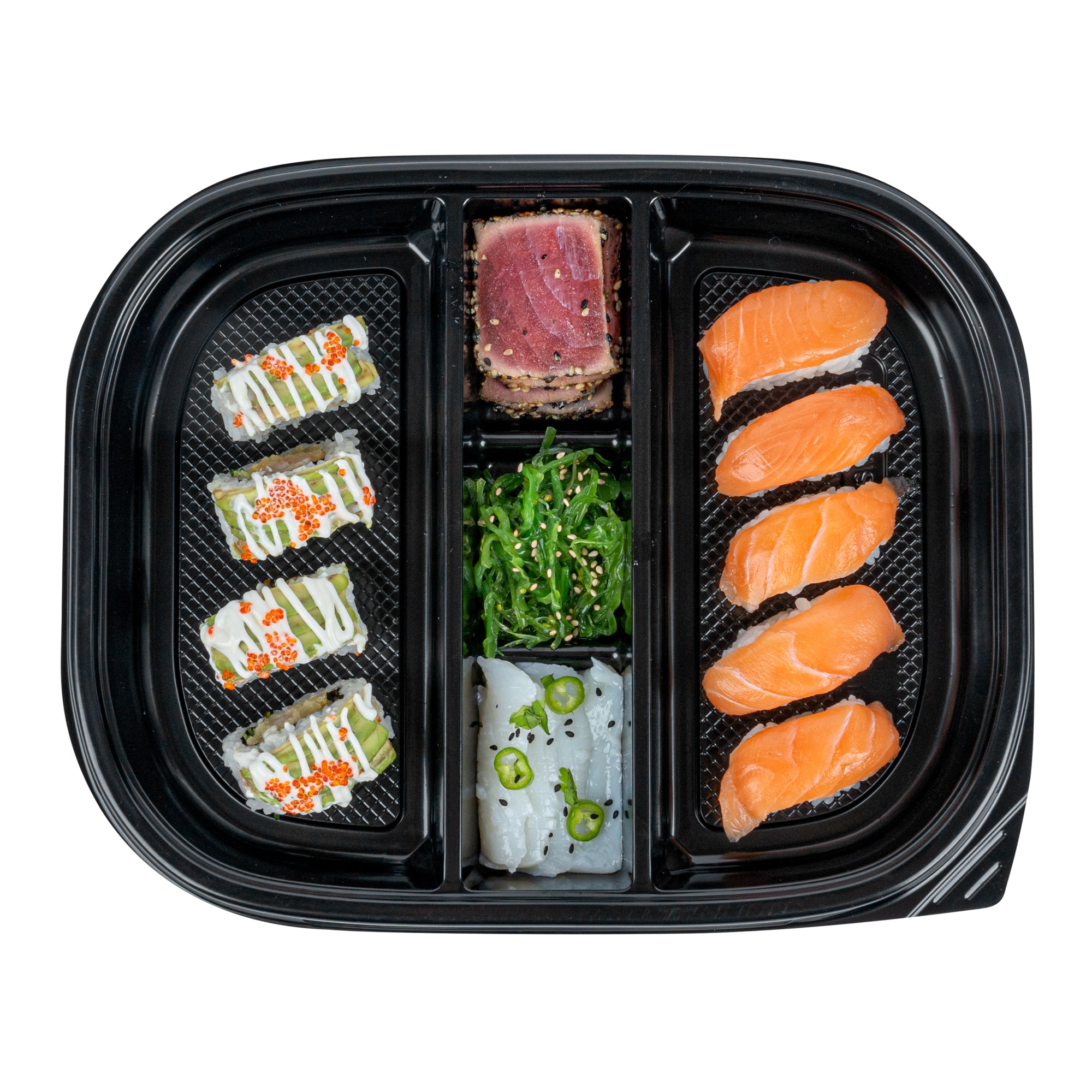 Bento Tek 51 oz Black Plastic Bento Box with 5 Compartments - 12.25