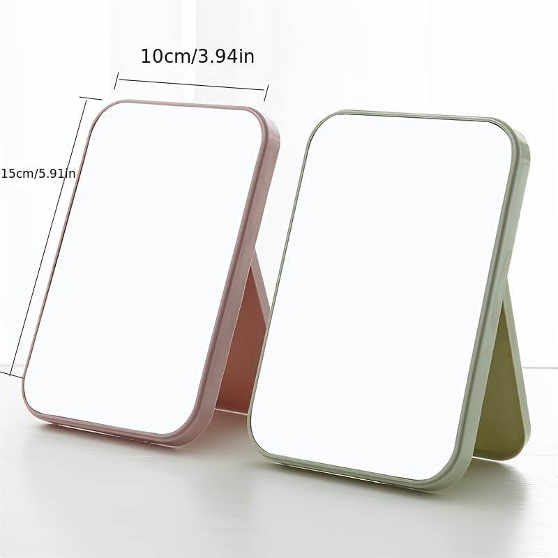 KPNG Foldable Desktop Makeup Mirror with Stand - Portable Square Cosmetic Mirror for Home & Travel, Dual-Purpose Tabletop or Wall Hanging Vanity Mirror (Pink) - Perfect for Bedroom, Bathroom & Dorm Room Makeup Application