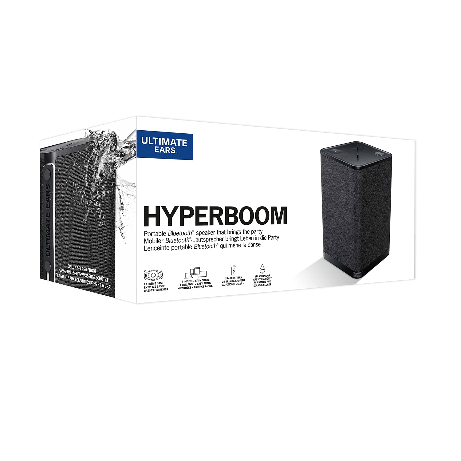 Ultimate Ears Hyperboom Portable & Home Wireless Bluetooth Speaker - High Power Loud Speaker with Big Bass, IPX4 Water Resistant, 150ft Range - Perfect for Outdoor Parties, Beach Trips & Home Entertainment (Black)