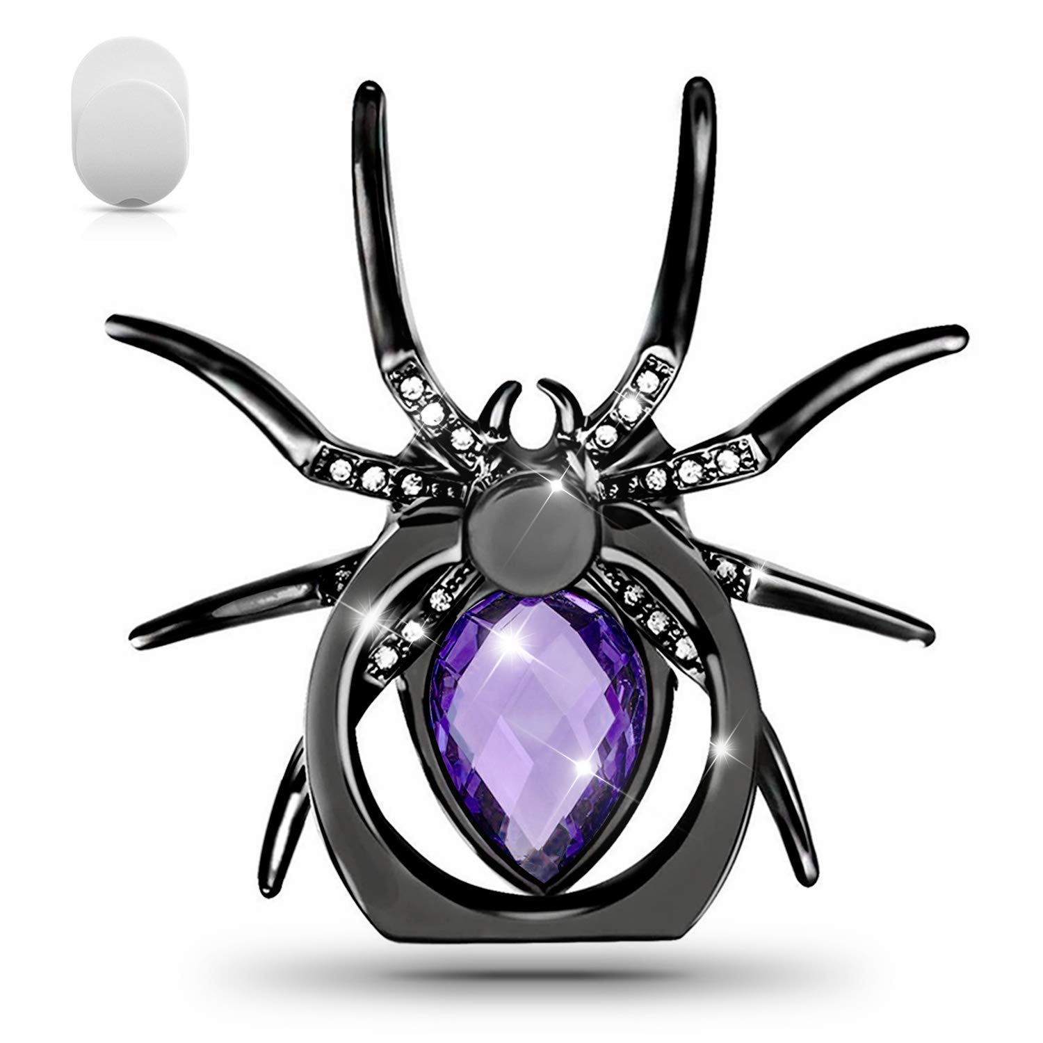 Allengel Spider Phone Ring Holder Stand - Animal Rhinestone Phone Grip & Kickstand for iPhone, Samsung, Google Pixel - Purple (Perfect for Selfies, Videos & Hands-Free Use)